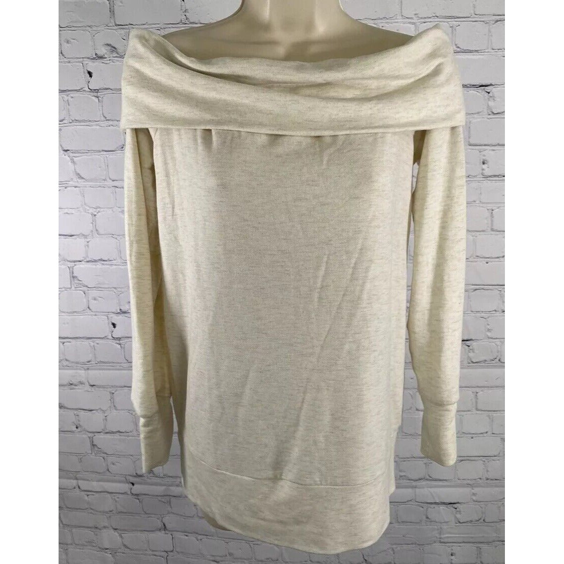 NWT Lauren Conrad Oatmeal Heather Off The Shoulder Pullover Sweater S Small