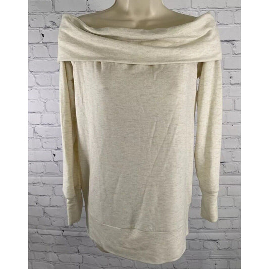 NWT Lauren Conrad Oatmeal Heather Off The Shoulder Pullover Sweater S Small