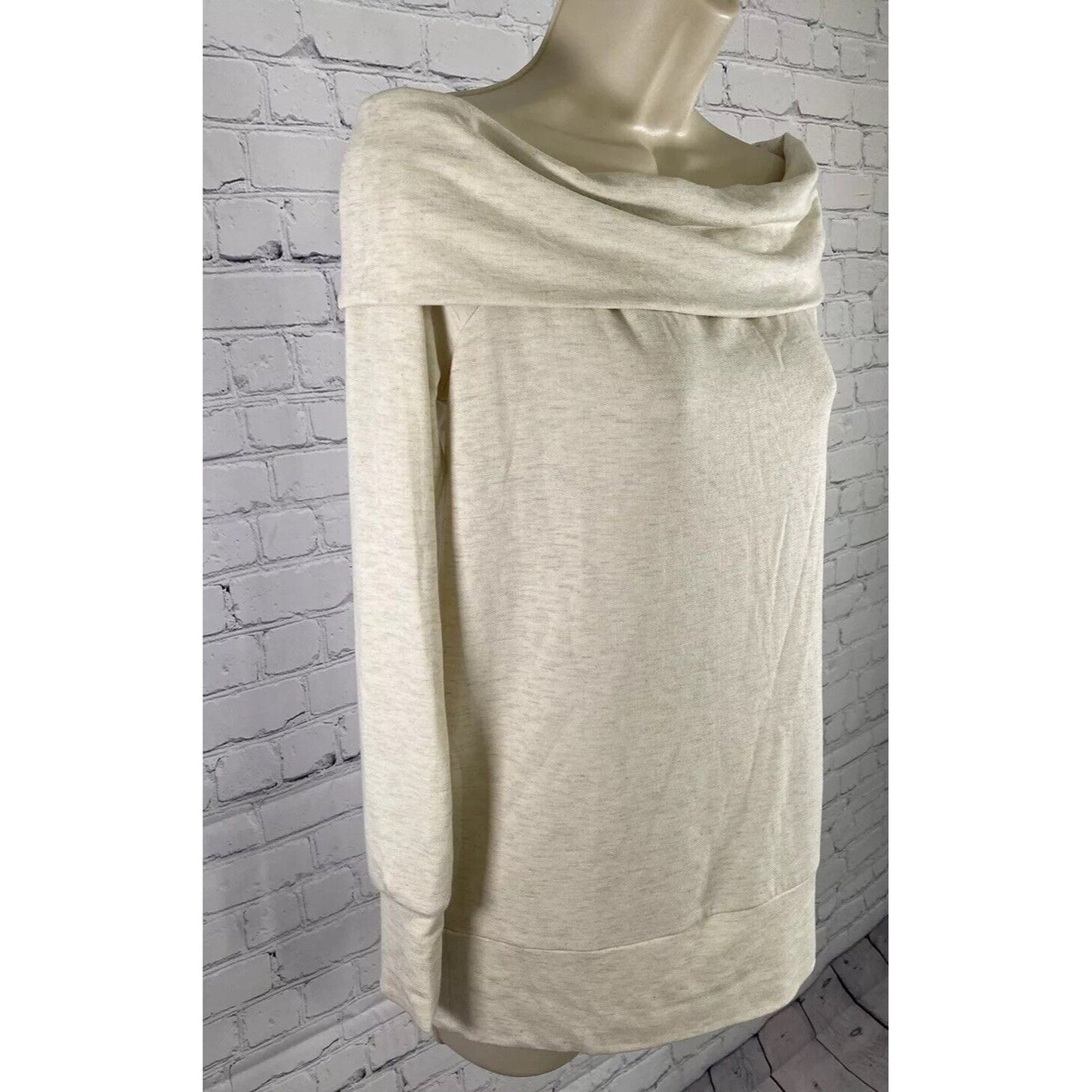 NWT Lauren Conrad Oatmeal Heather Off The Shoulder Pullover Sweater S Small