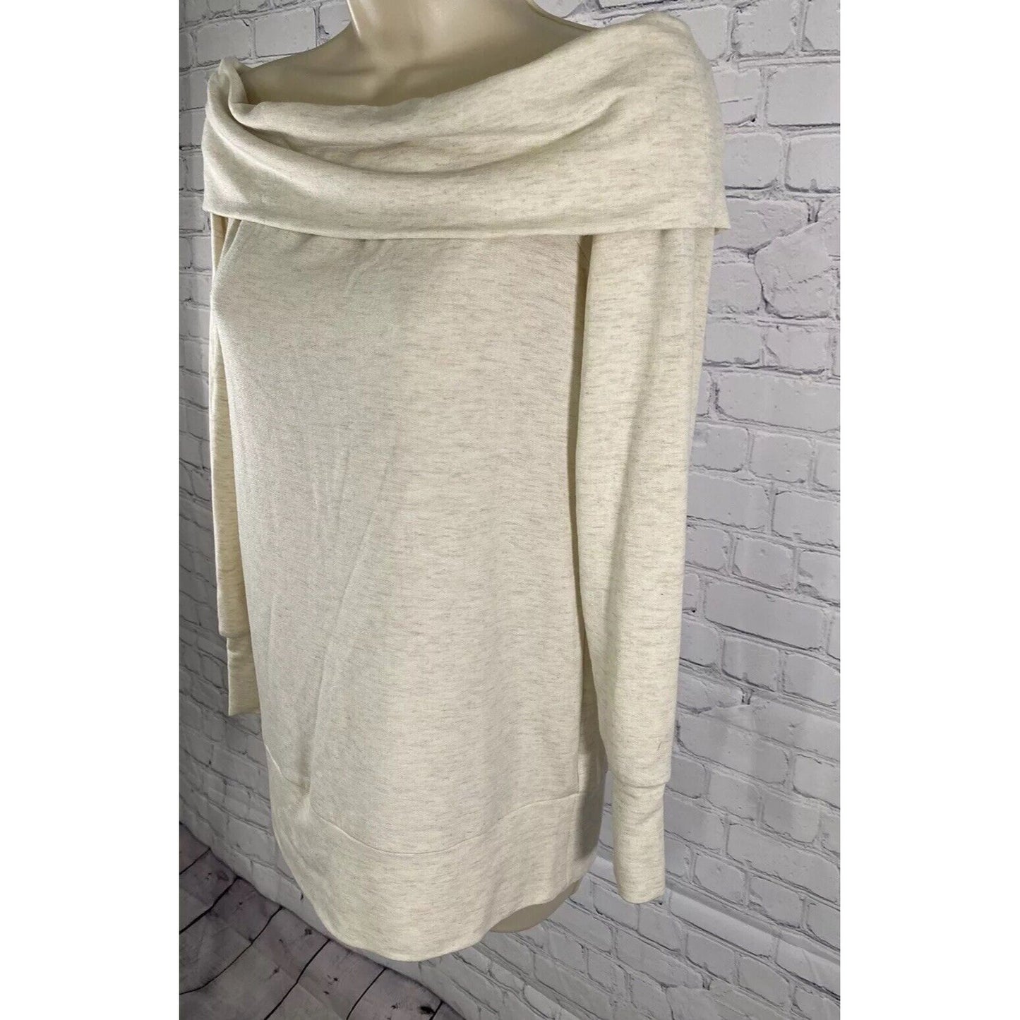 NWT Lauren Conrad Oatmeal Heather Off The Shoulder Pullover Sweater S Small