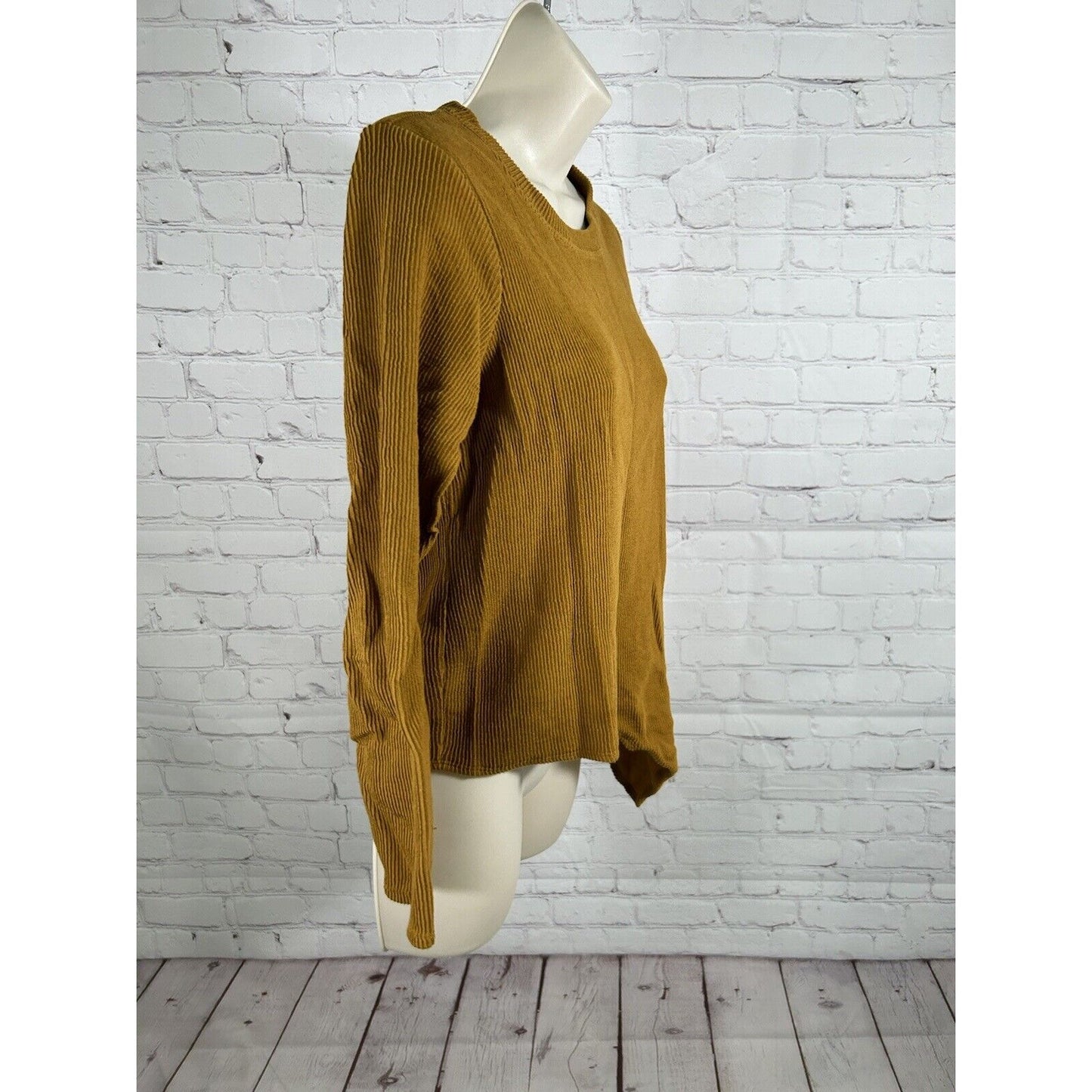 Texture & Thread Madewell Brown Ribbed Asymmetrical Long Sleeve Women’s Shirt S