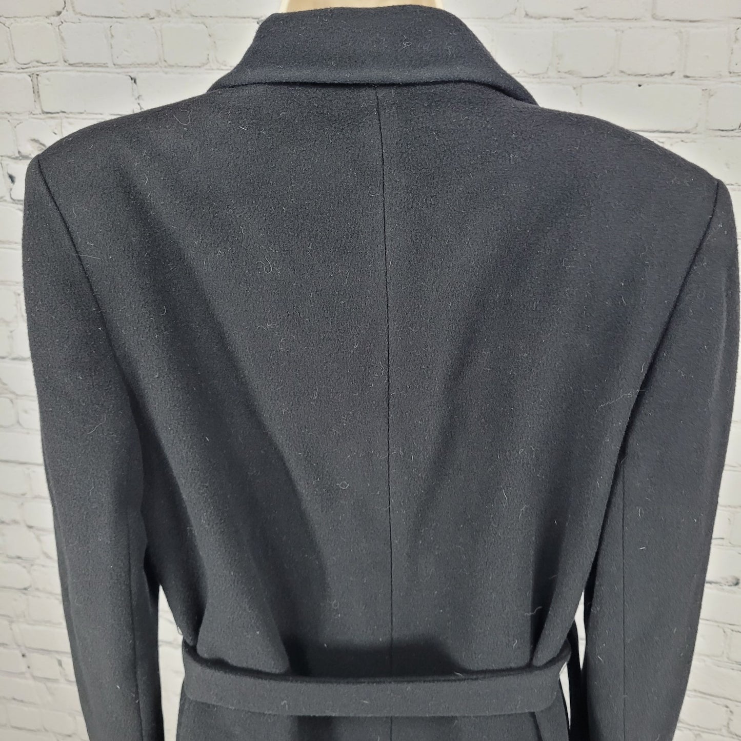 LORD & TAYLOR Black Cashmere Blend Belted Coat USA Made Size SP Small Petite