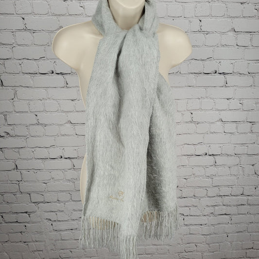Alpaca Camargo Grey Soft Fuzzy Cozy Woven Tassle Fringe Scarf 68x9