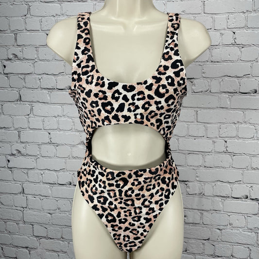 Zaful Leopard Cheeky Cutout Lined Unpadded One Piece Swimsuit US Size 6 Medium M