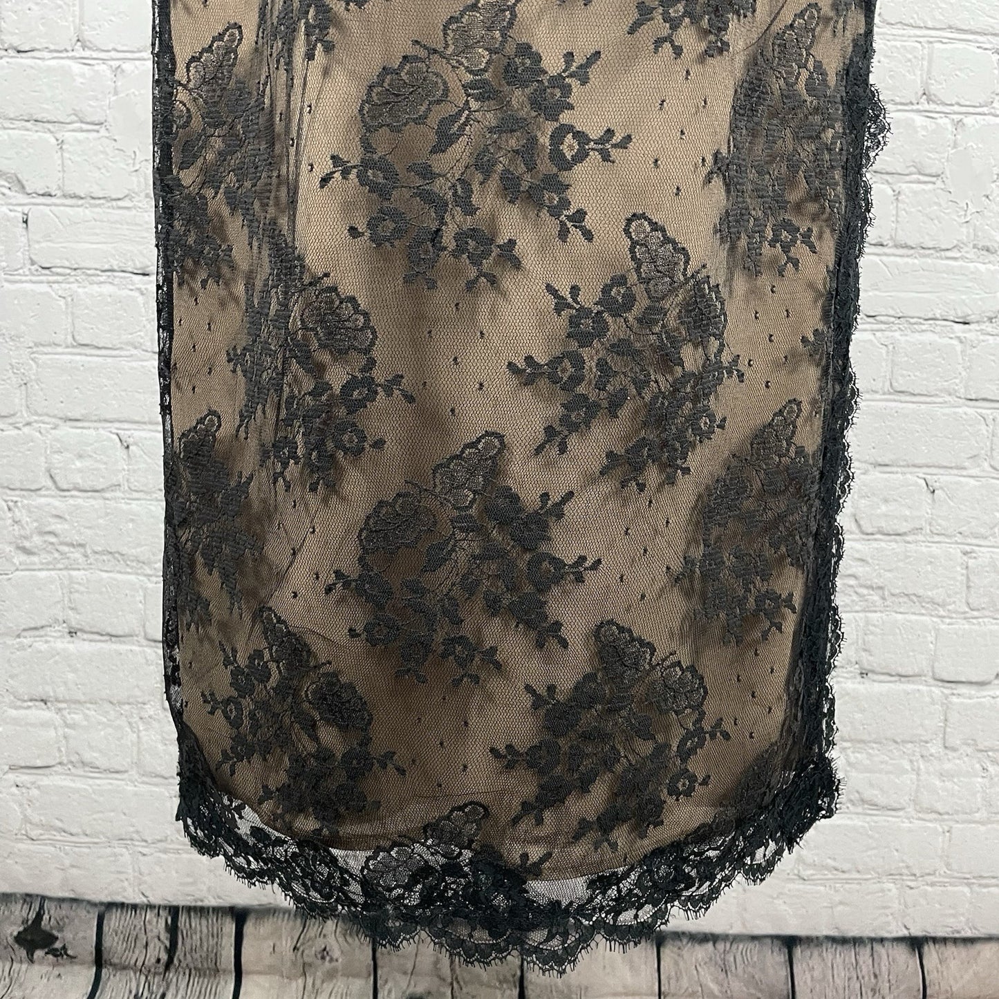 VTG Victor Costa Black Lace Long Sleeve Lined Zipped Shift Dress USA Size 6