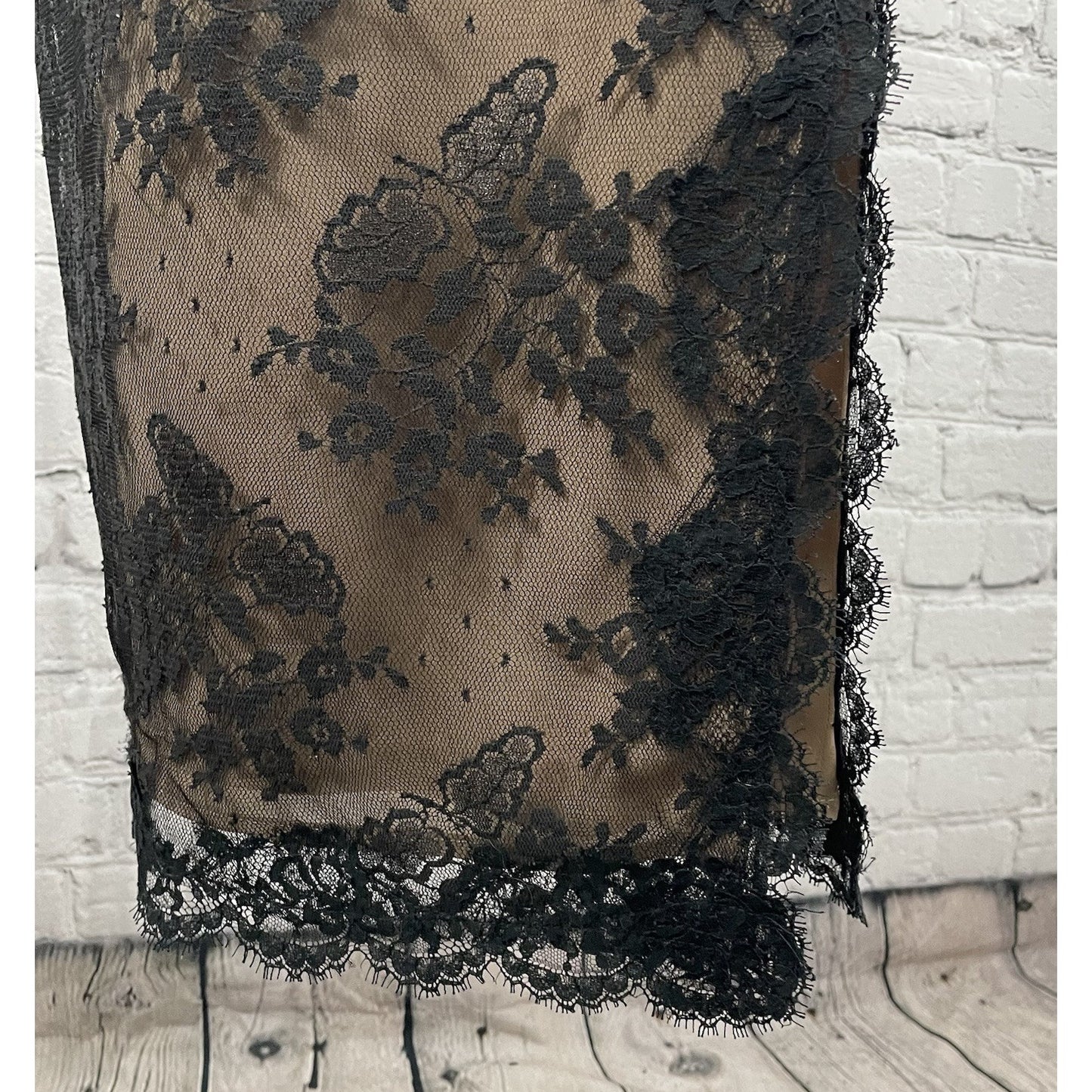 VTG Victor Costa Black Lace Long Sleeve Lined Zipped Shift Dress USA Size 6