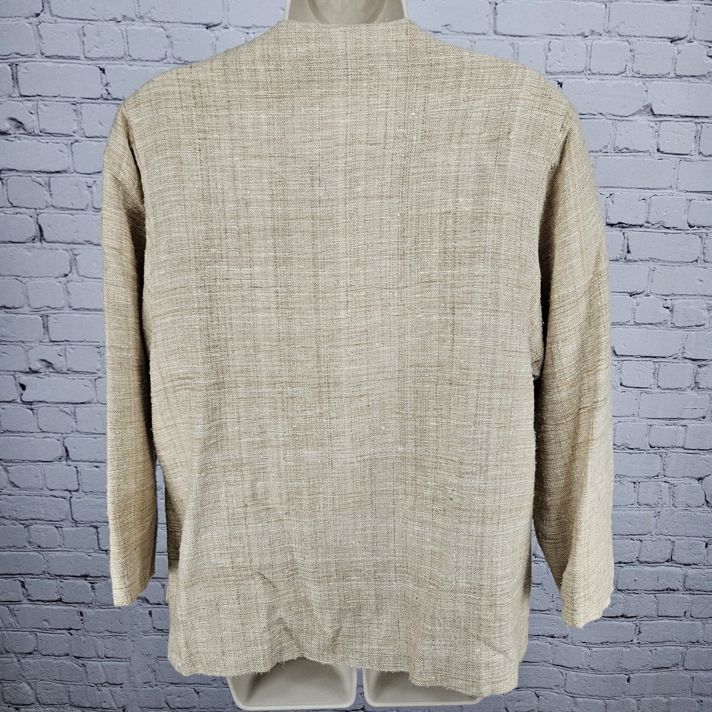 VTG K. Benson Beige 100% Silk Textured Open 3/4 Sleeve Lined Jacket Medium M