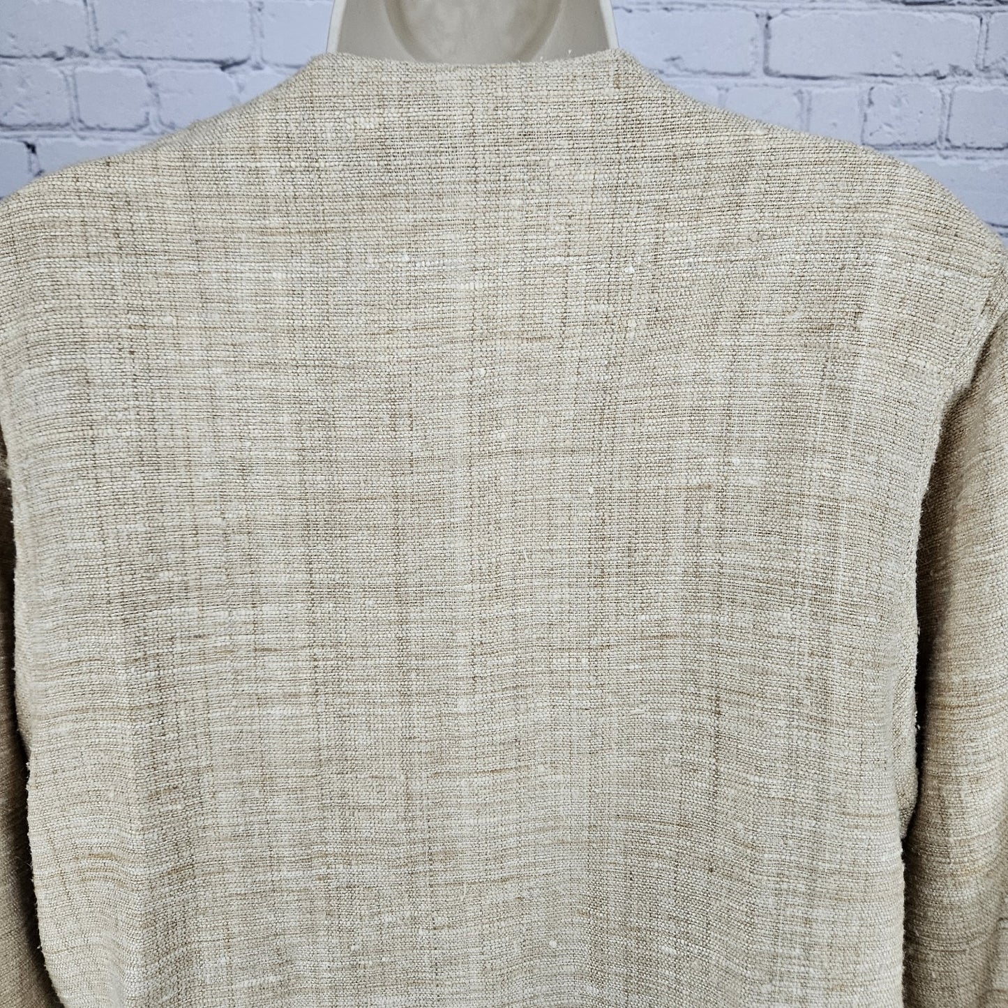 VTG K. Benson Beige 100% Silk Textured Open 3/4 Sleeve Lined Jacket Medium M