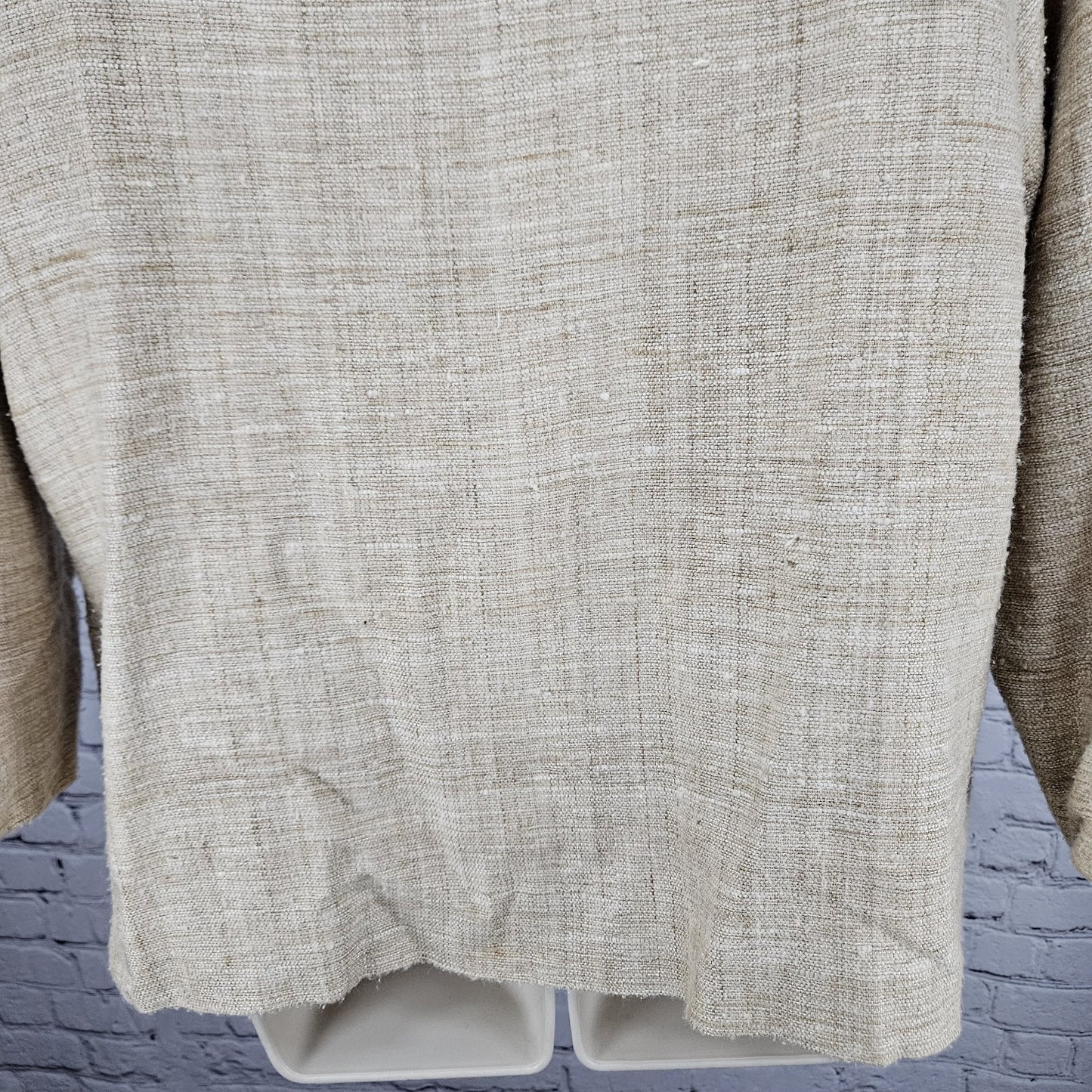 VTG K. Benson Beige 100% Silk Textured Open 3/4 Sleeve Lined Jacket Medium M