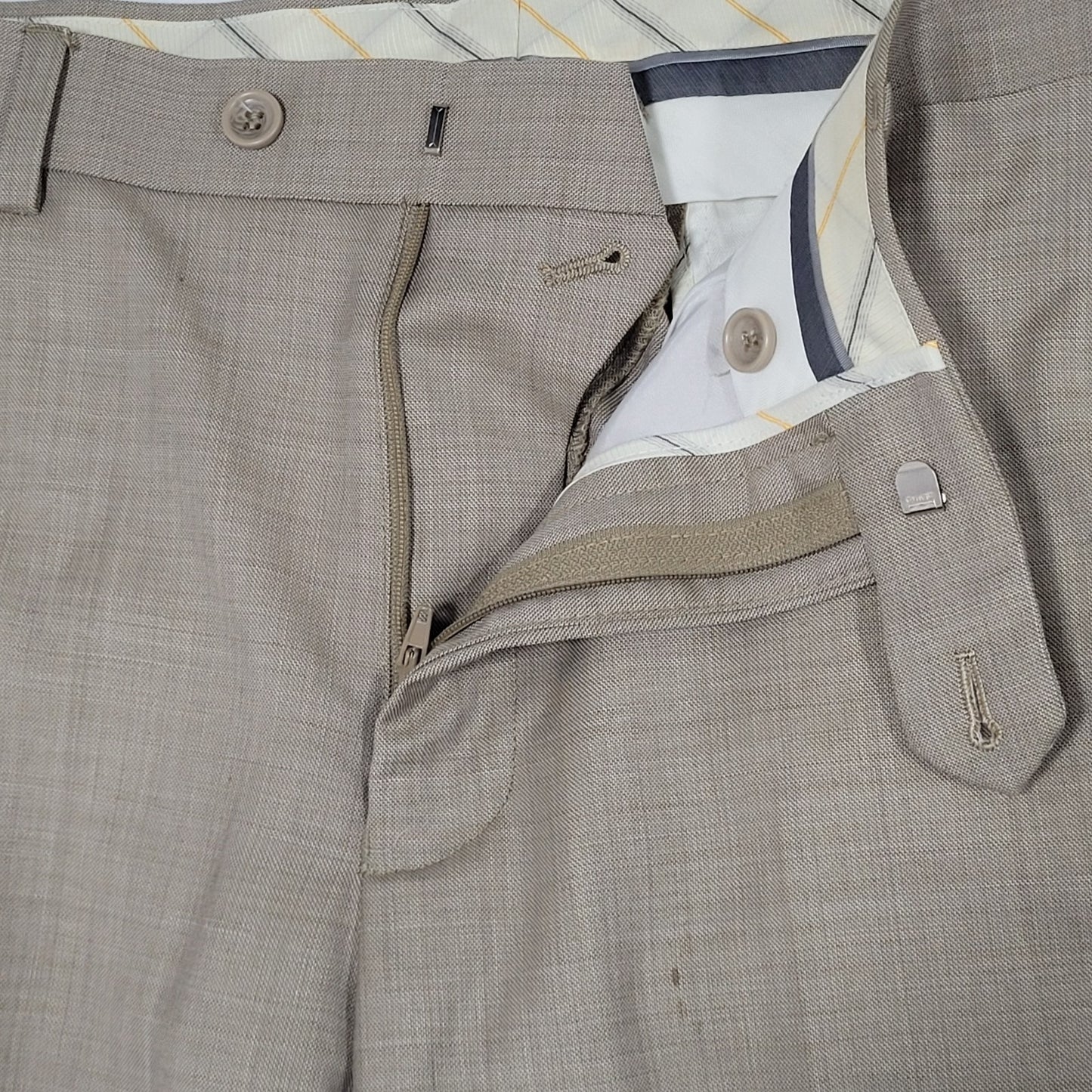Mantoni Beige 100% Wool Super Fine Wrinkle Resistant Full Suit Set 38 (34x30)