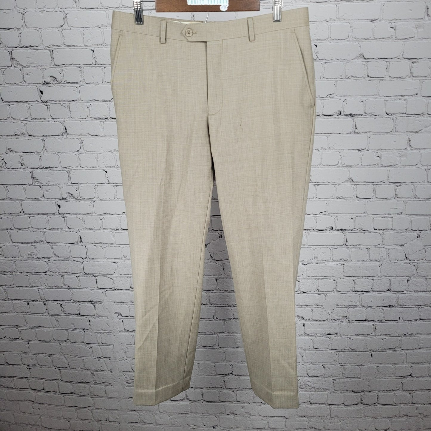 Mantoni Beige 100% Wool Super Fine Wrinkle Resistant Full Suit Set 38 (34x30)