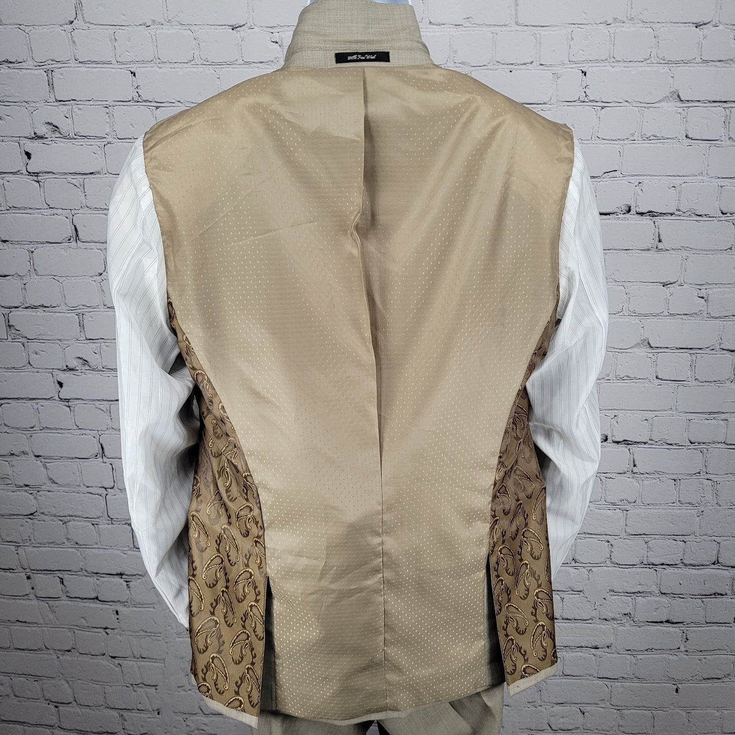 Mantoni Beige 100% Wool Super Fine Wrinkle Resistant Full Suit Set 38 (34x30)