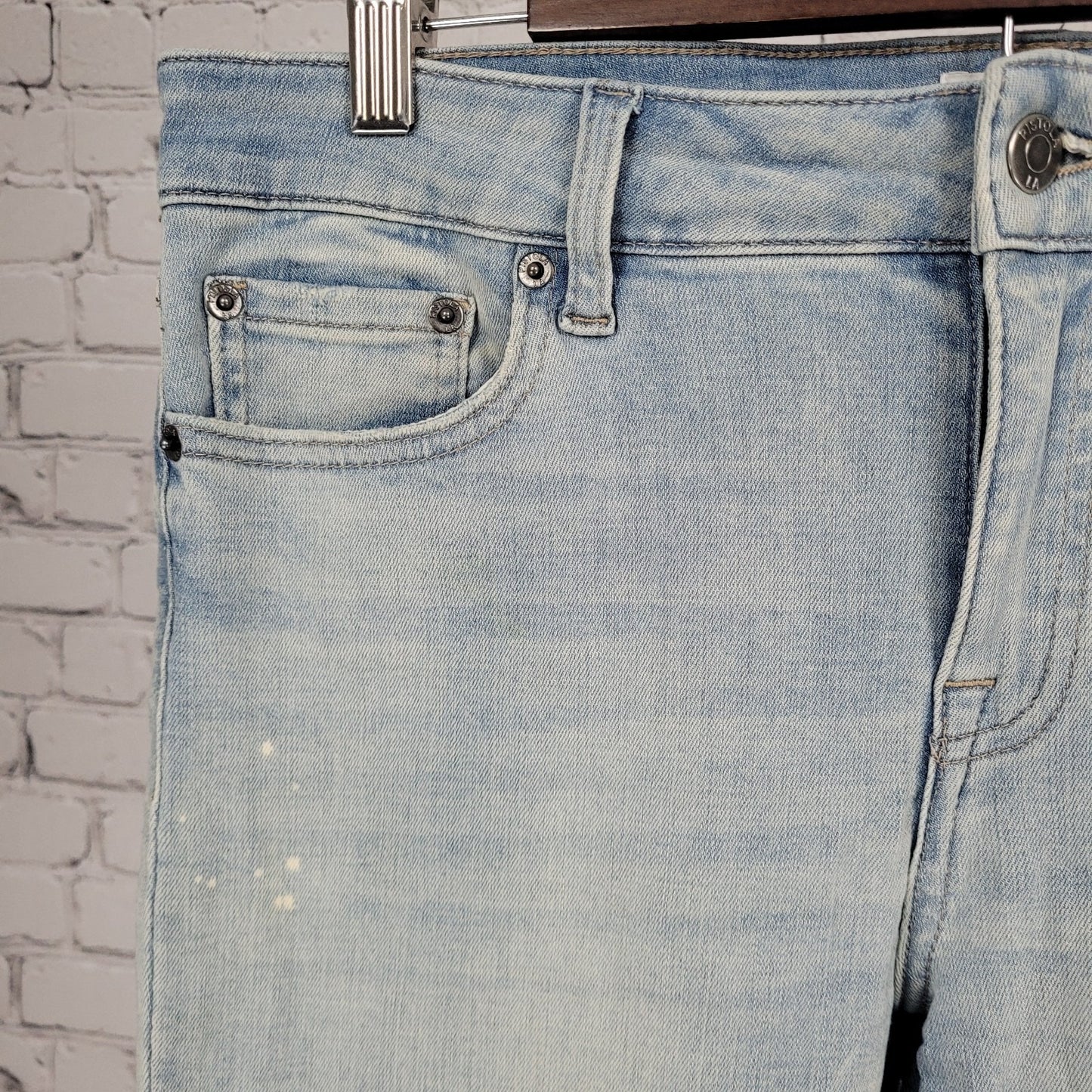 Pistola Blue Distressed Ripped Denim Mid Rise Skinny Ankle Jeans 29 (31x26.5)