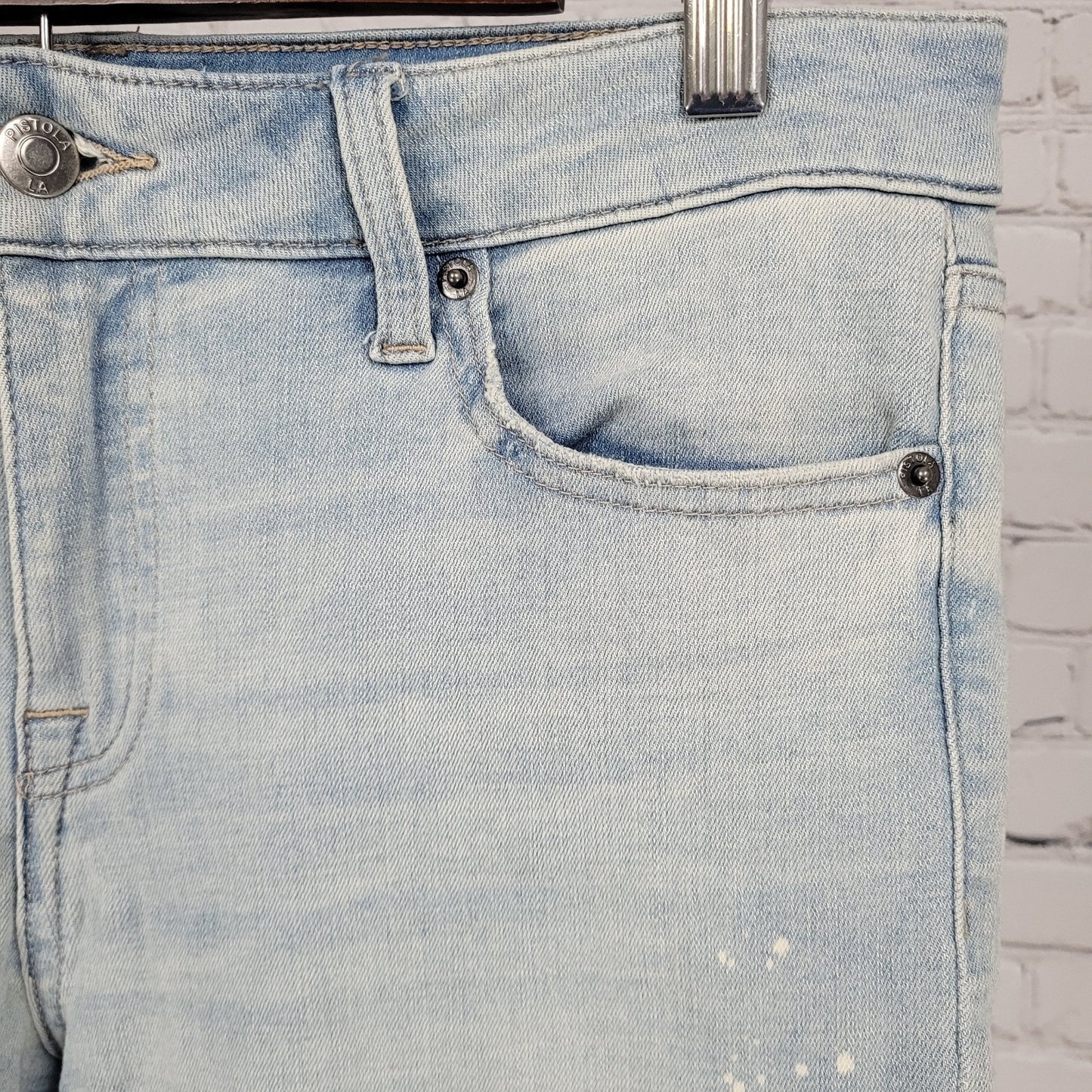 Pistola Blue Distressed Ripped Denim Mid Rise Skinny Ankle Jeans 29 (31x26.5)