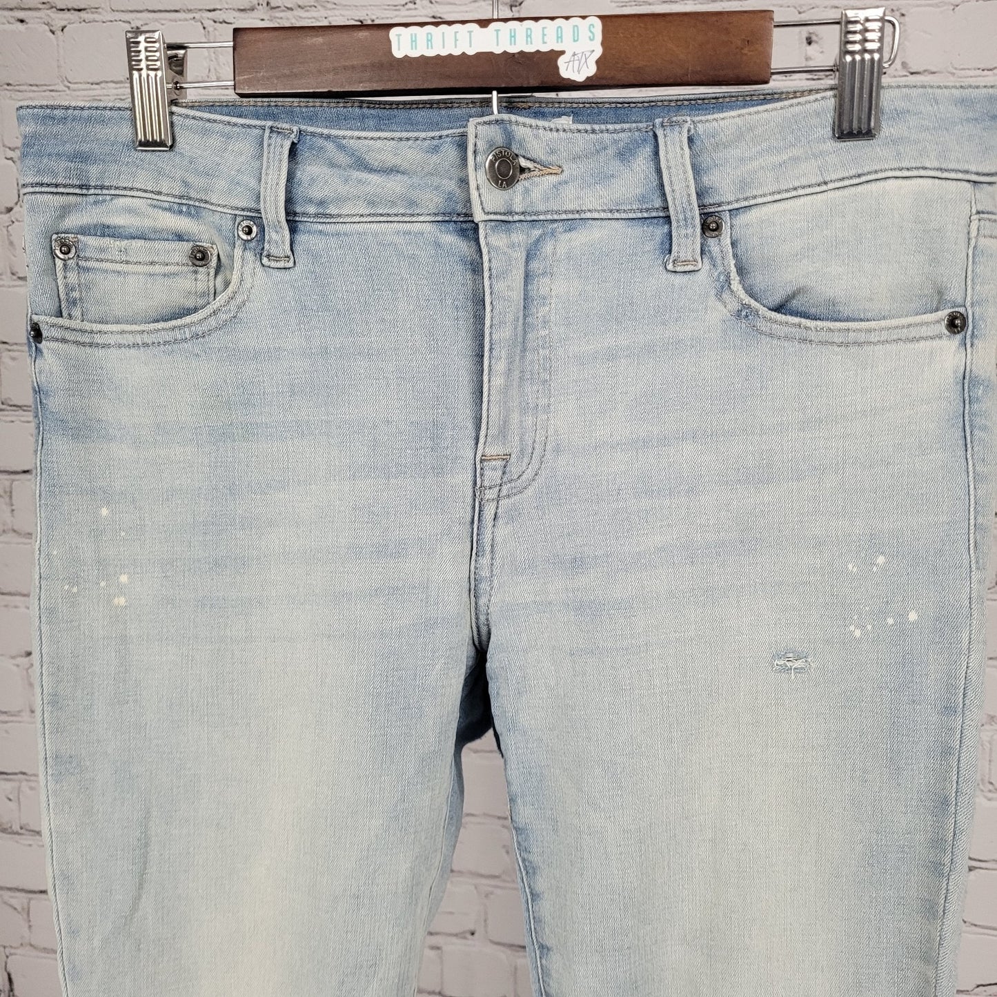 Pistola Blue Distressed Ripped Denim Mid Rise Skinny Ankle Jeans 29 (31x26.5)