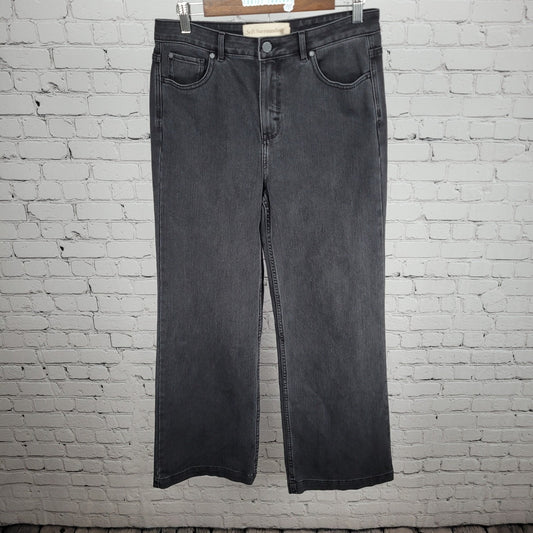 Soft Surroundings Grey Black High Rise Wide Leg Baggy Jeans Size 10 (30x30)