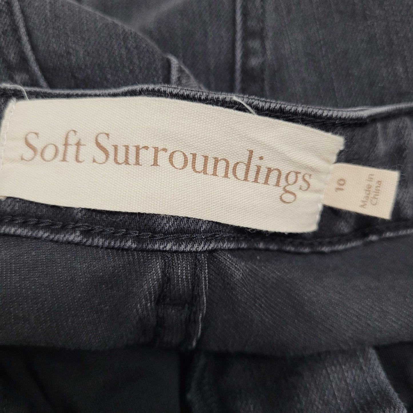Soft Surroundings Grey Black High Rise Wide Leg Baggy Jeans Size 10 (30x30)