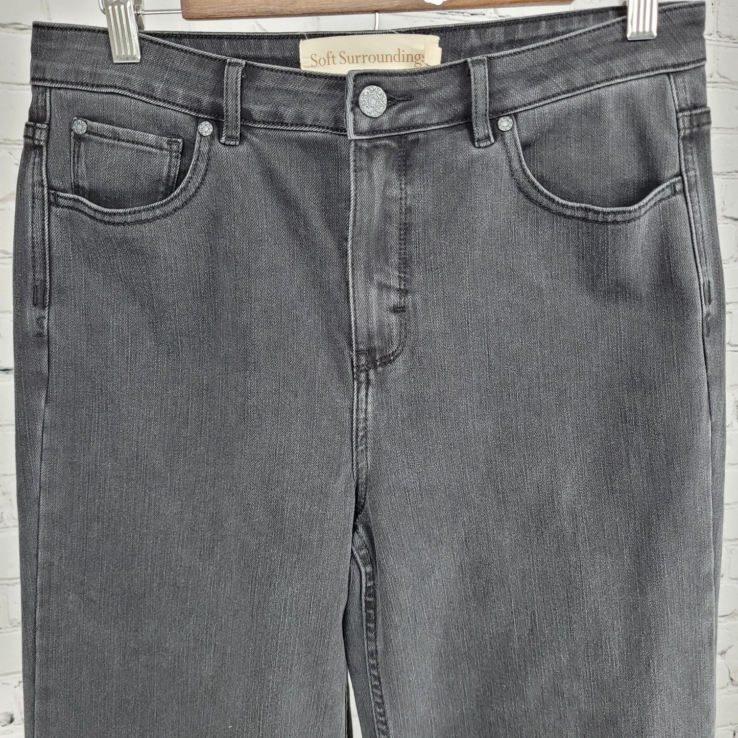 Soft Surroundings Grey Black High Rise Wide Leg Baggy Jeans Size 10 (30x30)