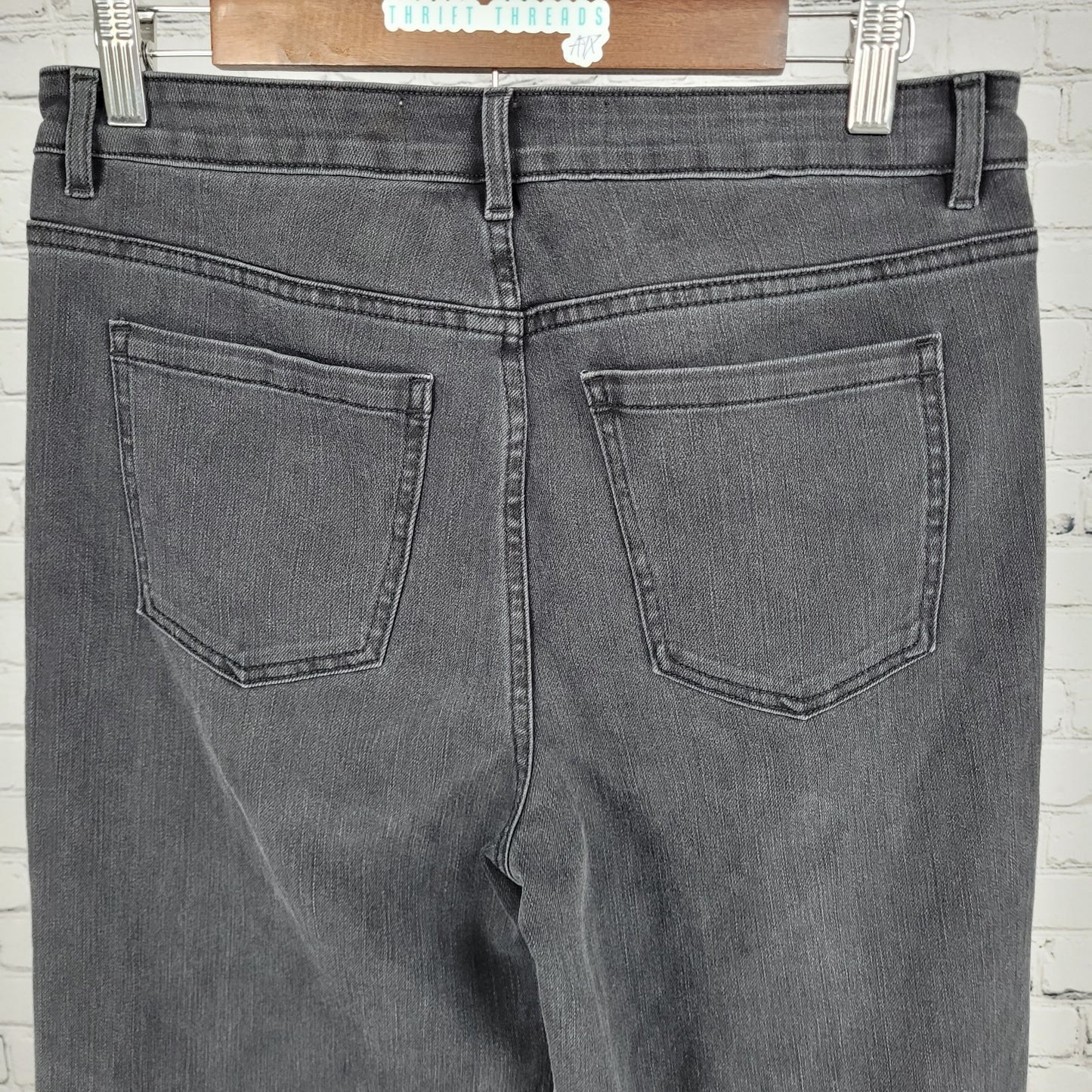 Soft Surroundings Grey Black High Rise Wide Leg Baggy Jeans Size 10 (30x30)