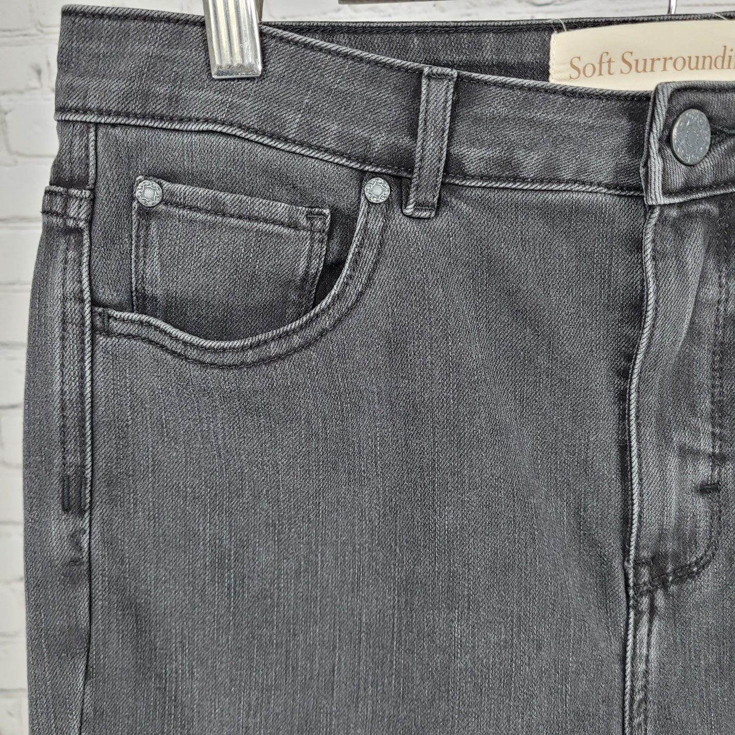 Soft Surroundings Grey Black High Rise Wide Leg Baggy Jeans Size 10 (30x30)