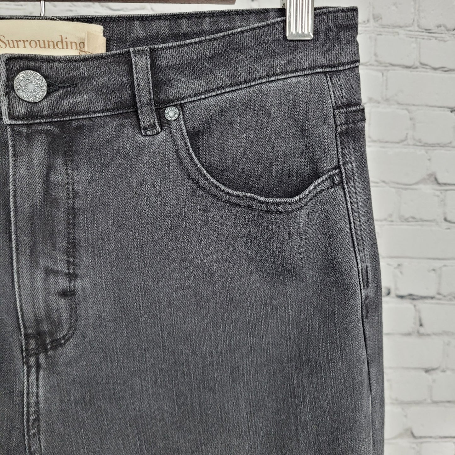 Soft Surroundings Grey Black High Rise Wide Leg Baggy Jeans Size 10 (30x30)