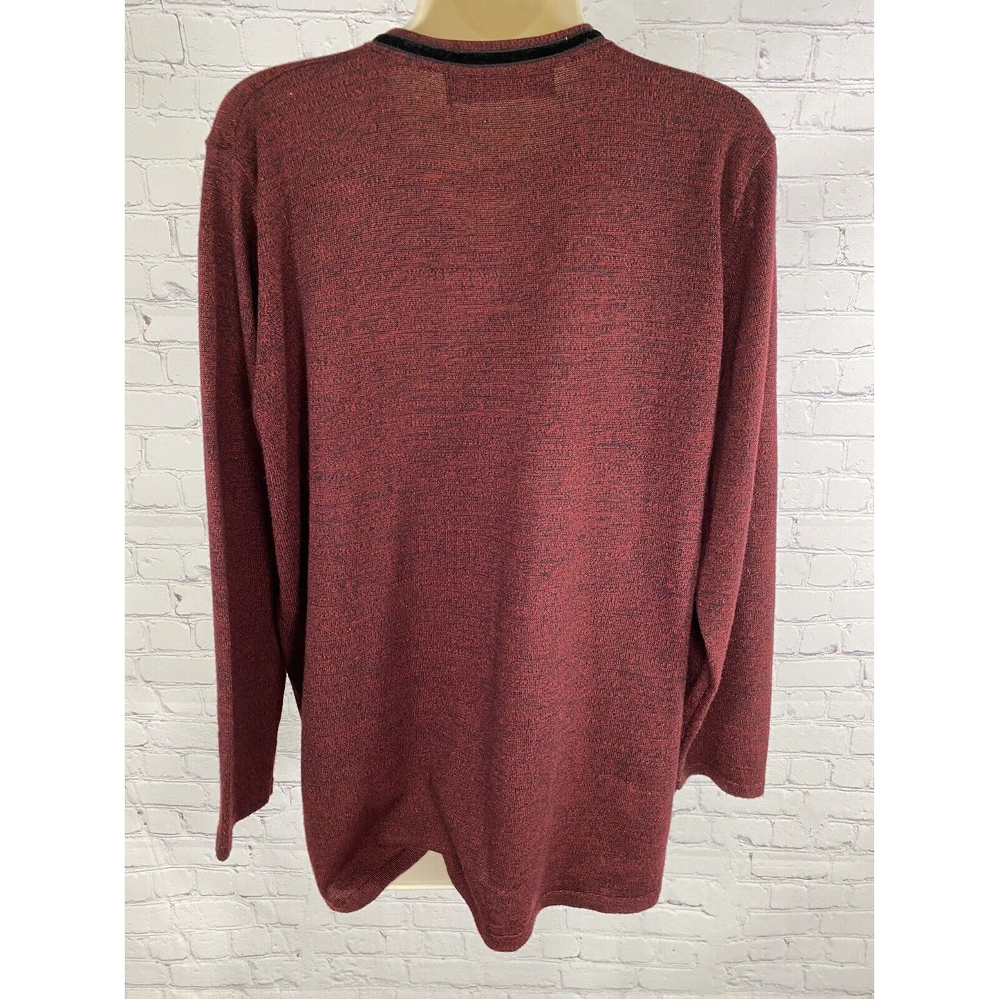 Karen Scott Merino Wool Blend Red Black Velvet Flower Sweater Australia Made L