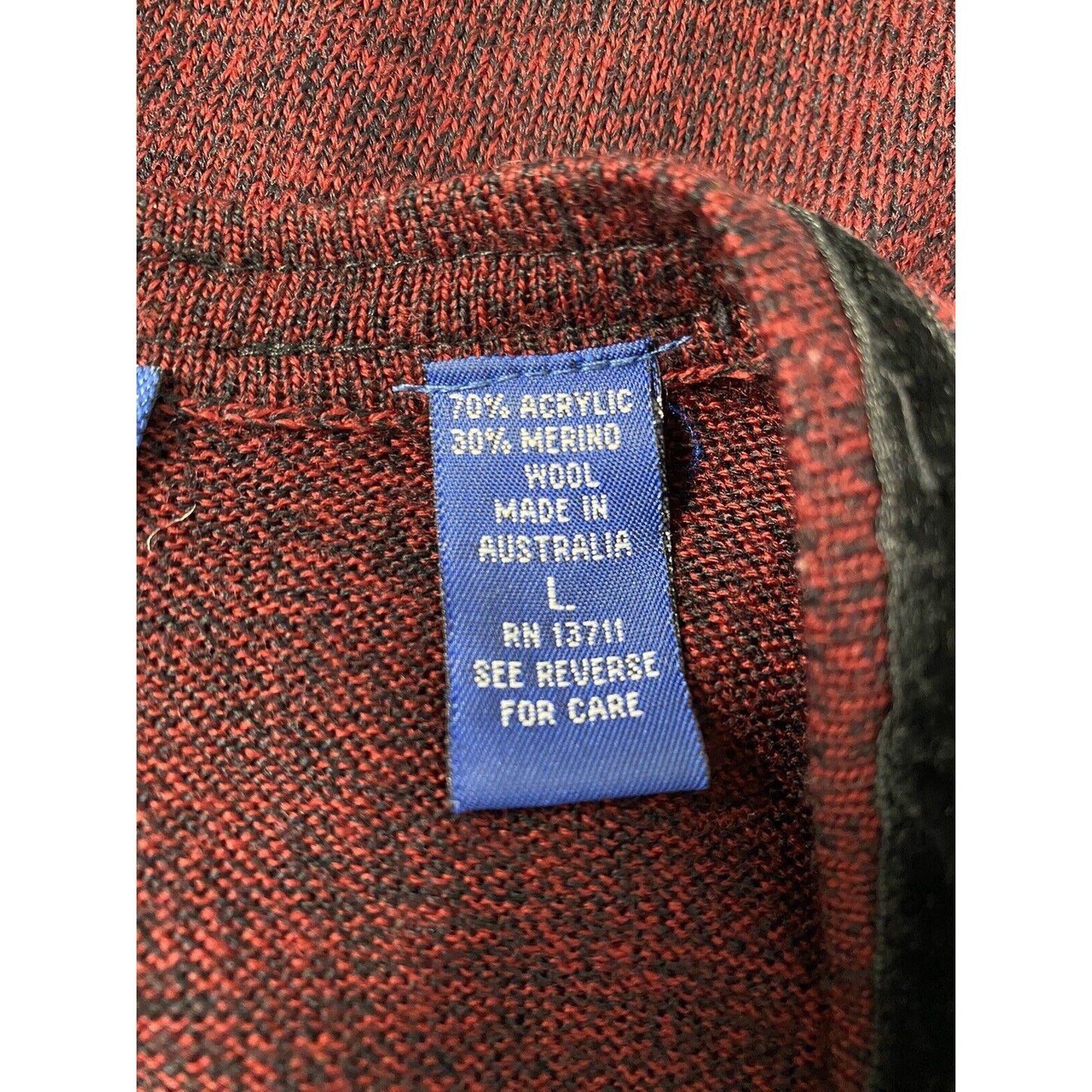 Karen Scott Merino Wool Blend Red Black Velvet Flower Sweater Australia Made L