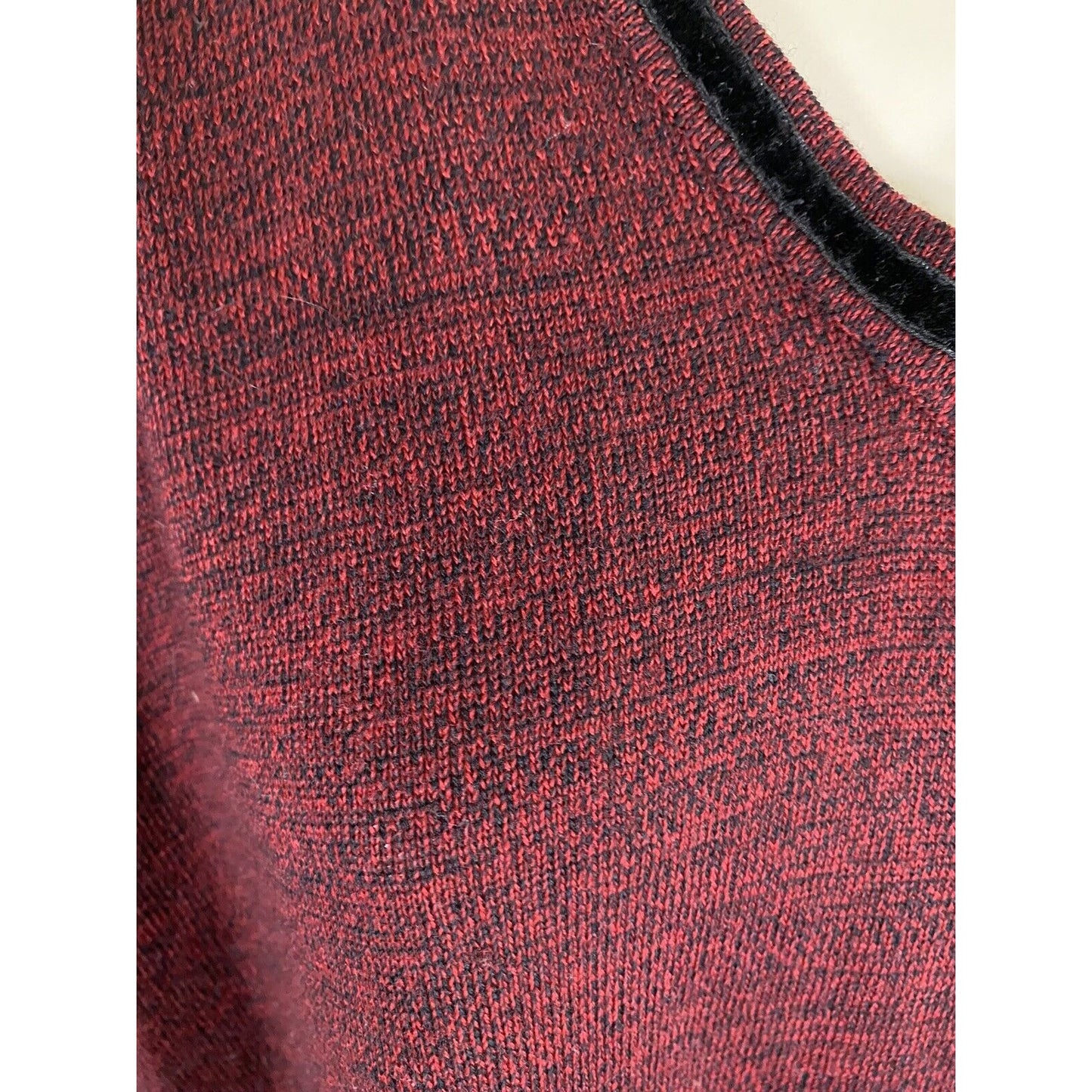 Karen Scott Merino Wool Blend Red Black Velvet Flower Sweater Australia Made L