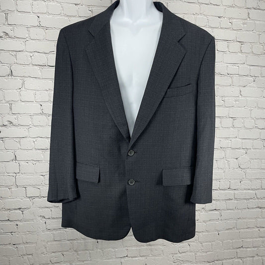 Jos A Bank Blue Black Wool 2 Button Ventless Blazer Sport Coat USA Made Size 43R