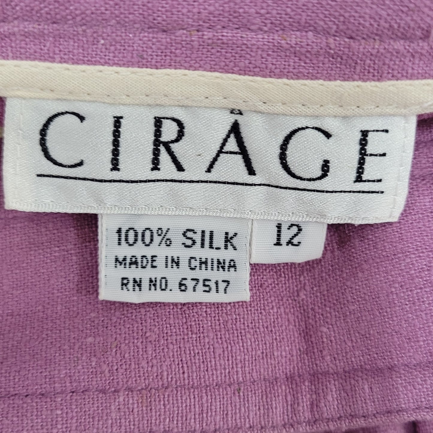 VTG Cirage Purple 100% Silk Pleated Buttoned A Line Midi Skirt Size 12 (26x31)