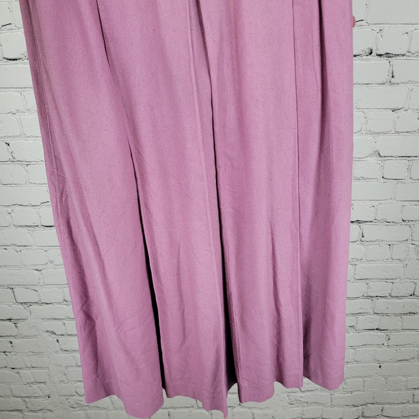 VTG Cirage Purple 100% Silk Pleated Buttoned A Line Midi Skirt Size 12 (26x31)