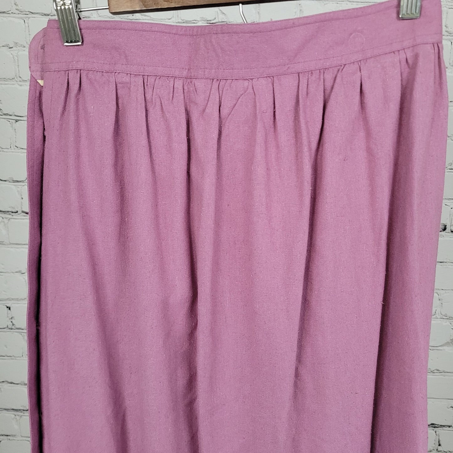 VTG Cirage Purple 100% Silk Pleated Buttoned A Line Midi Skirt Size 12 (26x31)