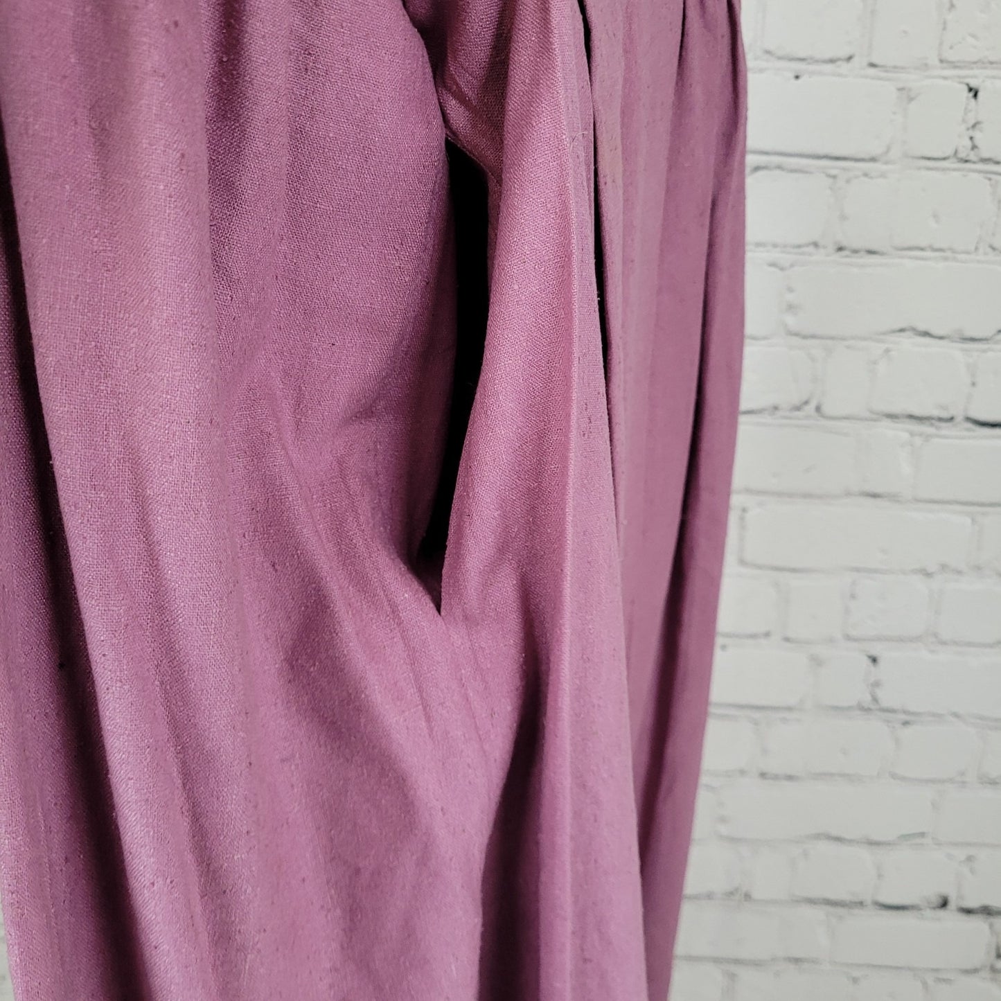 VTG Cirage Purple 100% Silk Pleated Buttoned A Line Midi Skirt Size 12 (26x31)