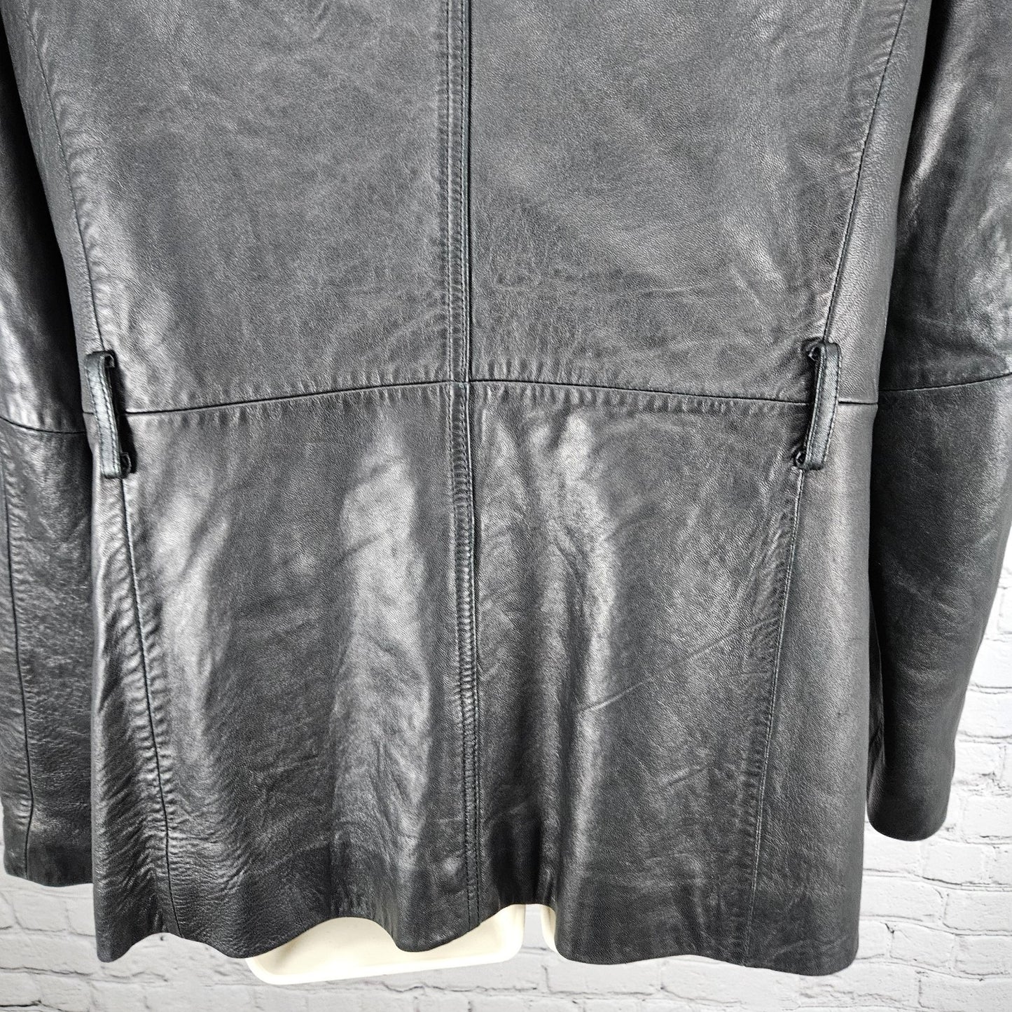 Worthington Black Genuine Lambskin Leather Snap Lined Blazer Style Jacket Large