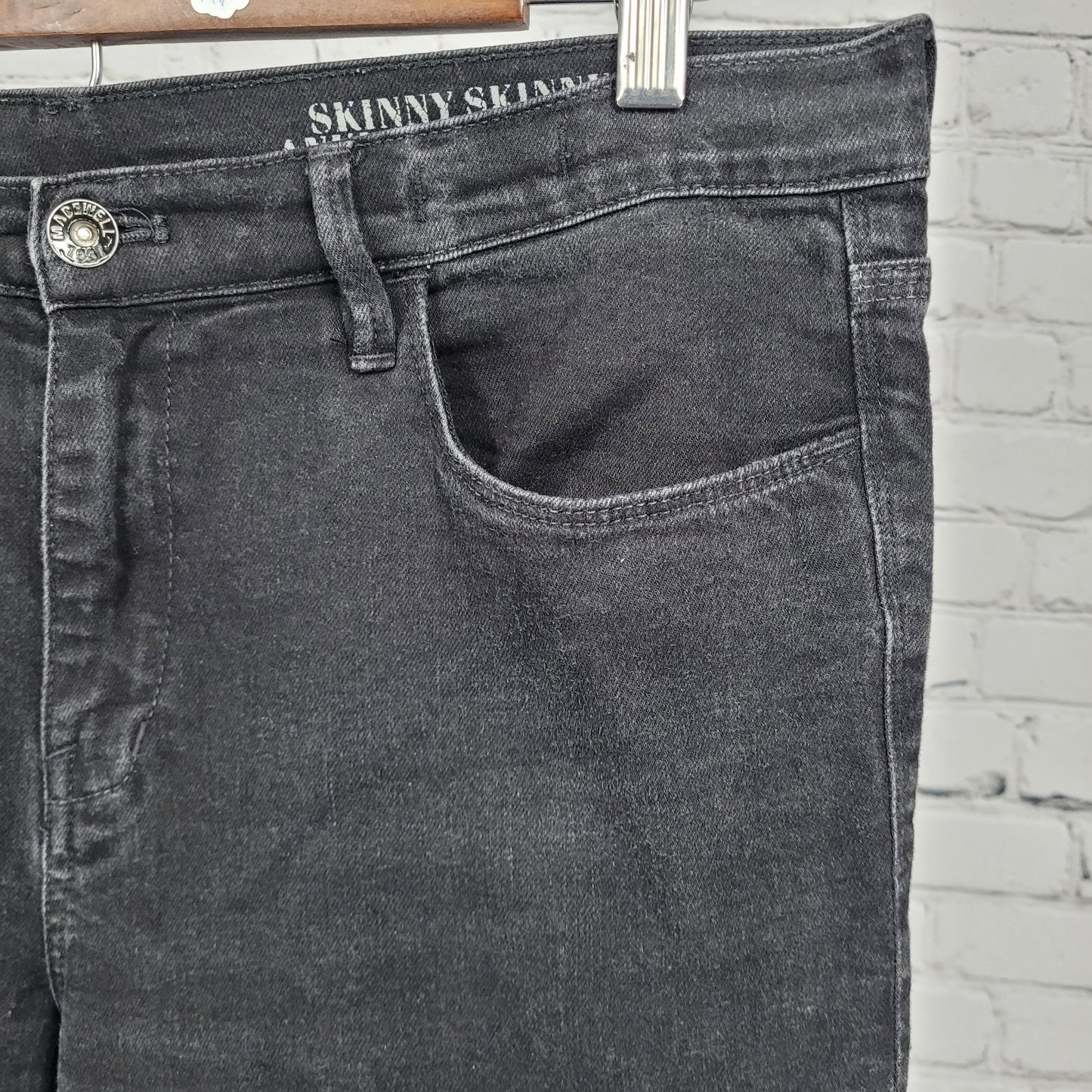 Madewell Black Denim Skinny Skinny Ankle High Riser Stretch Jeans 32 (33x28)