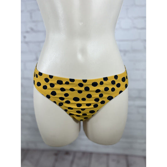 Madewell Yellow Black Polka Dot Bikini Swimsuit Bottoms Women’s Size Large