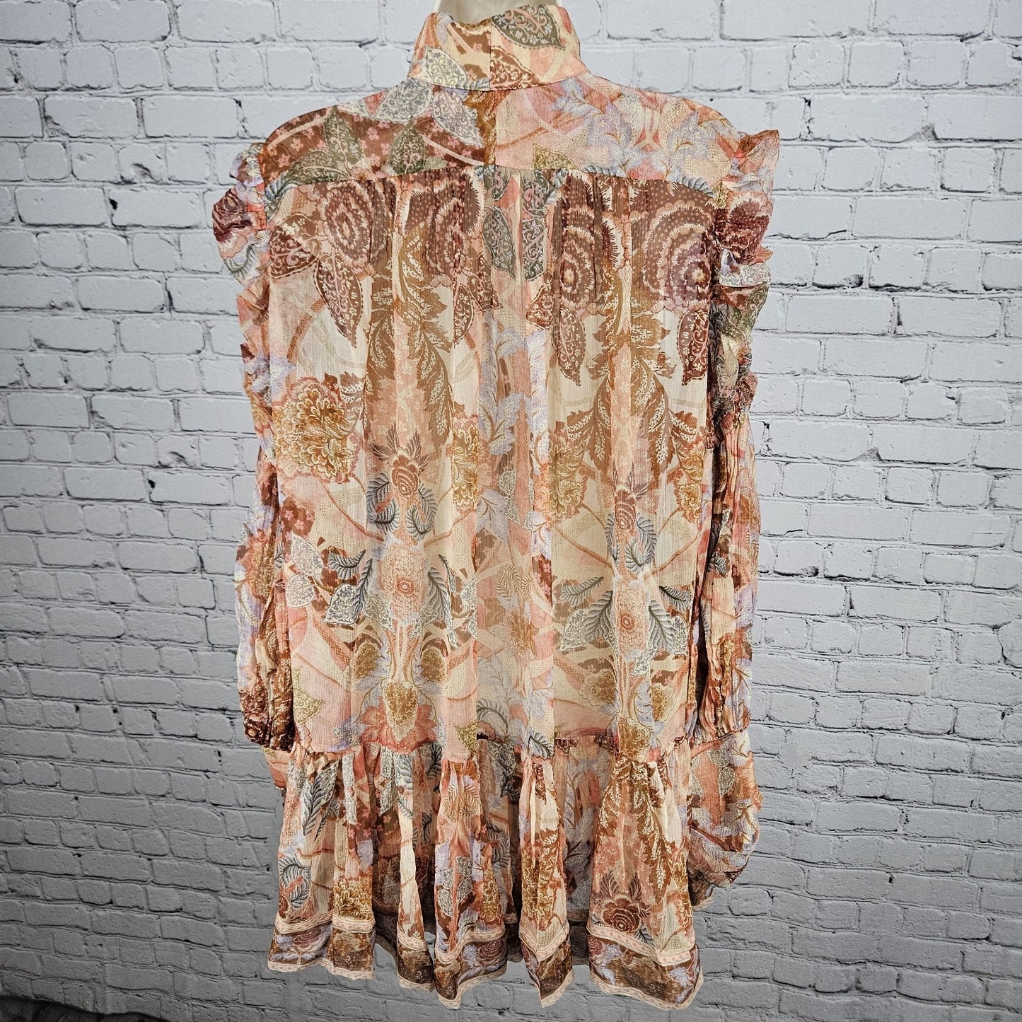 Zimmermann Multicolor Silk Ruffle Floral Sparkle Button Blouson Mini Dress 2