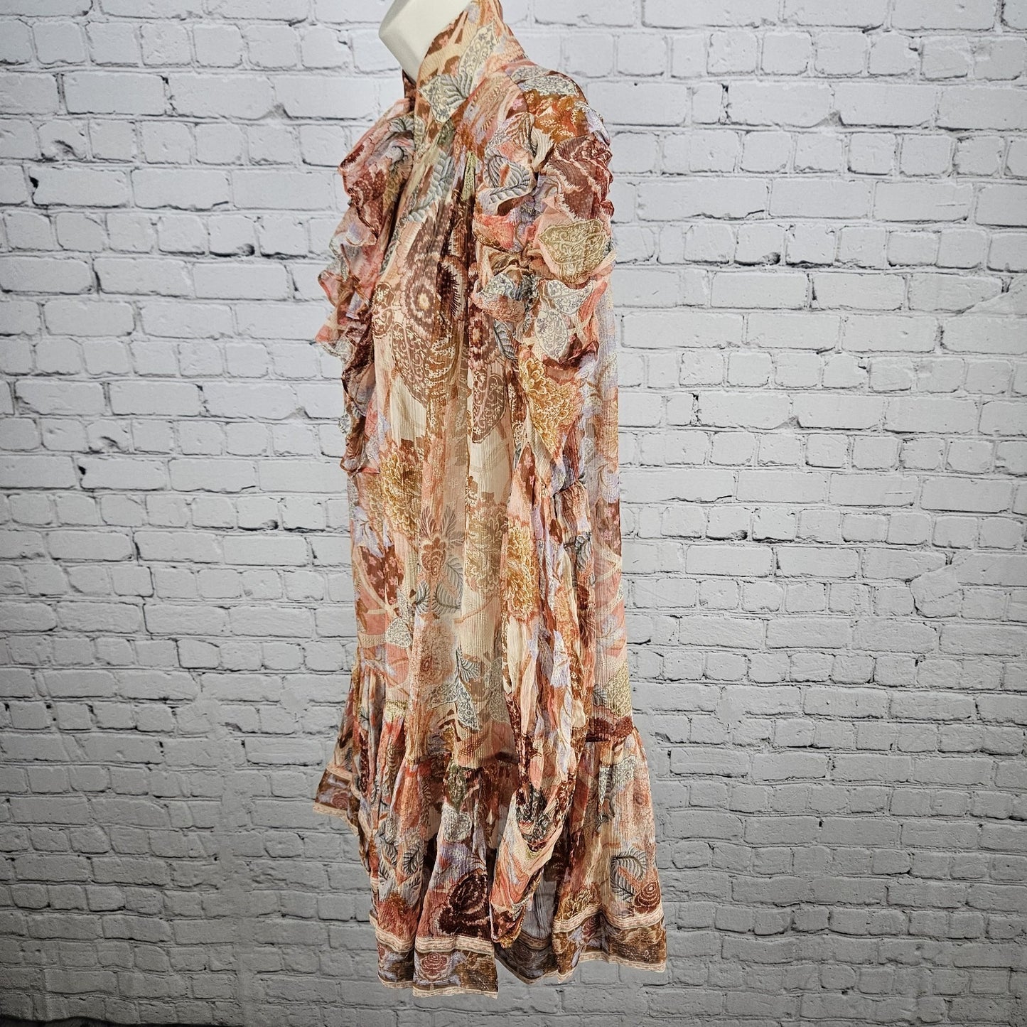 Zimmermann Multicolor Silk Ruffle Floral Sparkle Button Blouson Mini Dress 2