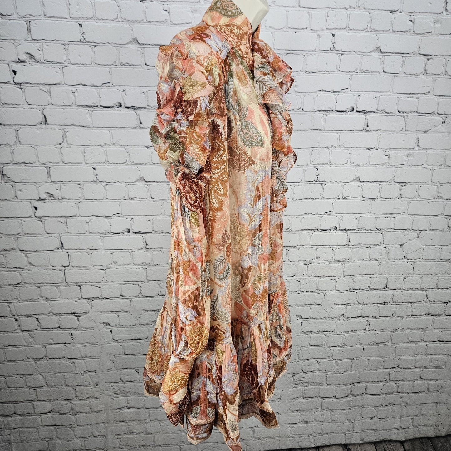 Zimmermann Multicolor Silk Ruffle Floral Sparkle Button Blouson Mini Dress 2