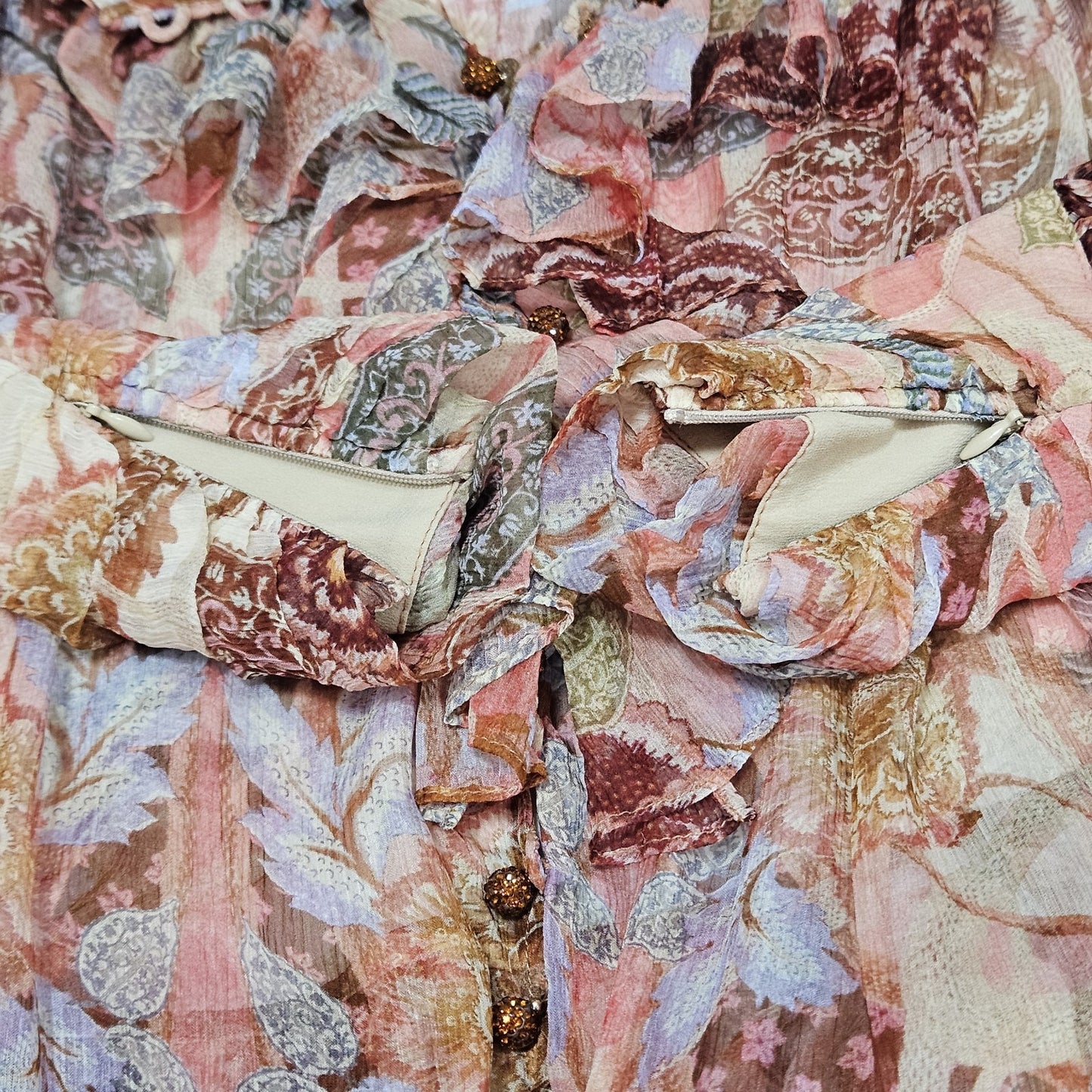 Zimmermann Multicolor Silk Ruffle Floral Sparkle Button Blouson Mini Dress 2