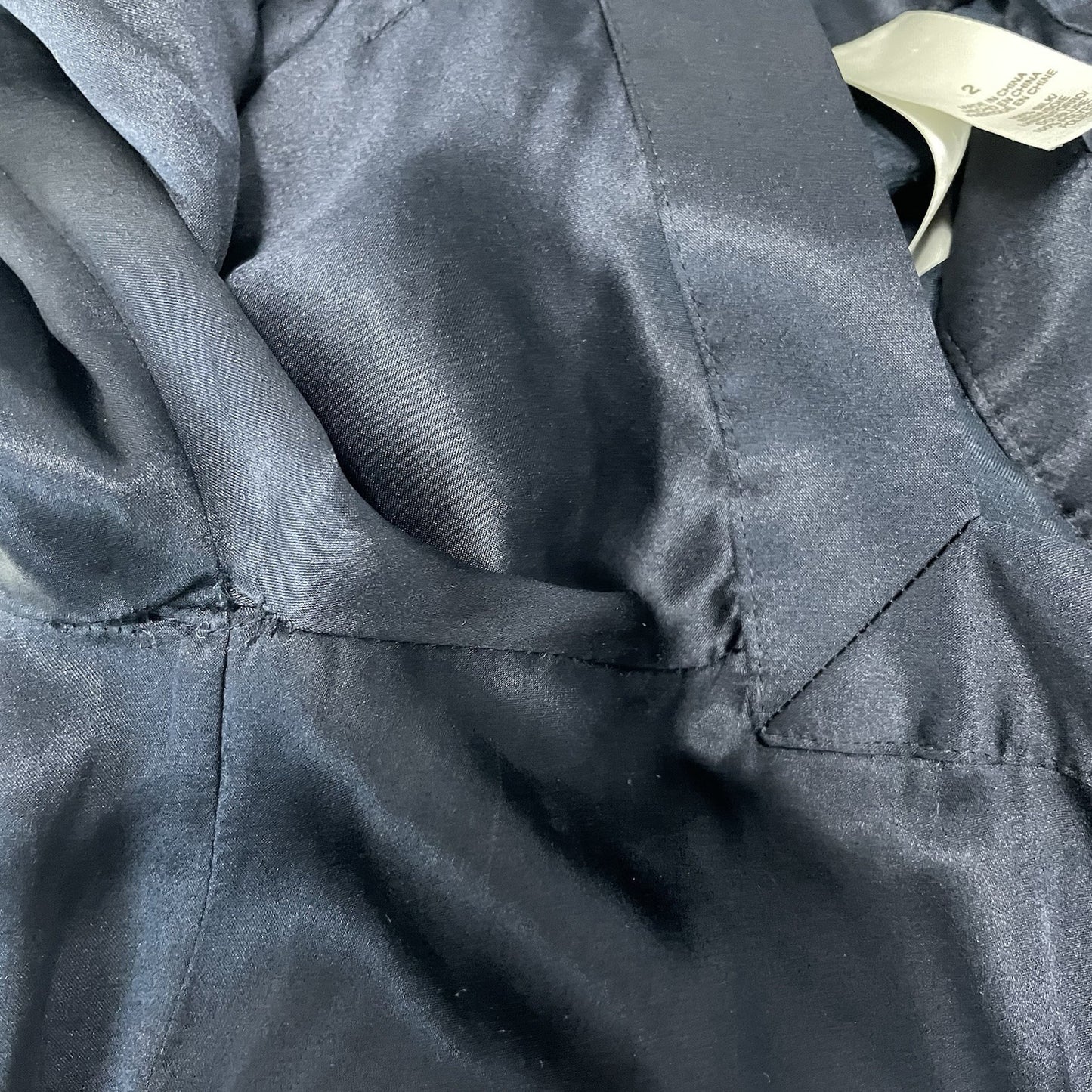 Laundry By Design Dark Blue Silk Pleated Puff Sleeve Lined Pockets Zip Dress 2