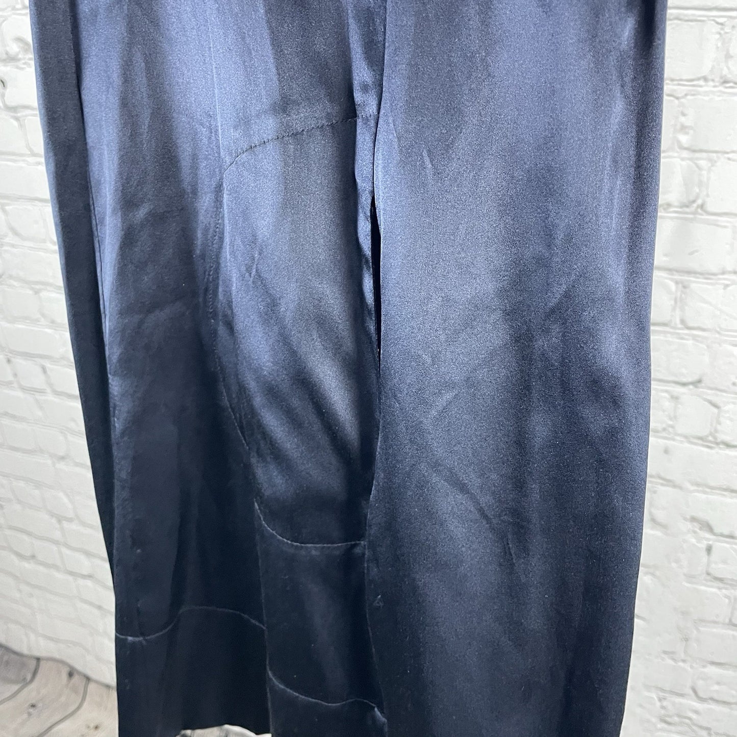 Laundry By Design Dark Blue Silk Pleated Puff Sleeve Lined Pockets Zip Dress 2