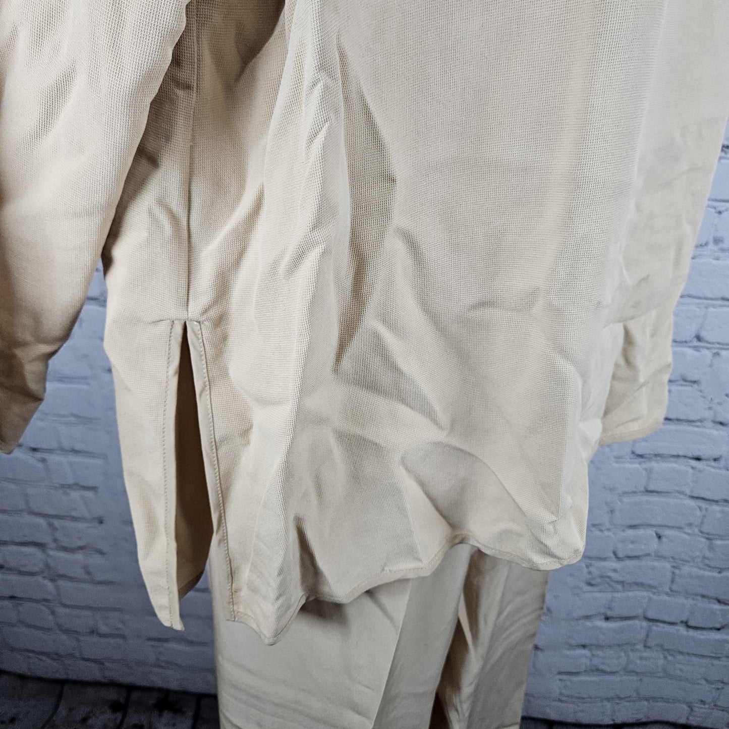 VTG Neiman Marcus Beige 100% Silk Matching 2 Piece Outfit Set Long Sleeve Top XL