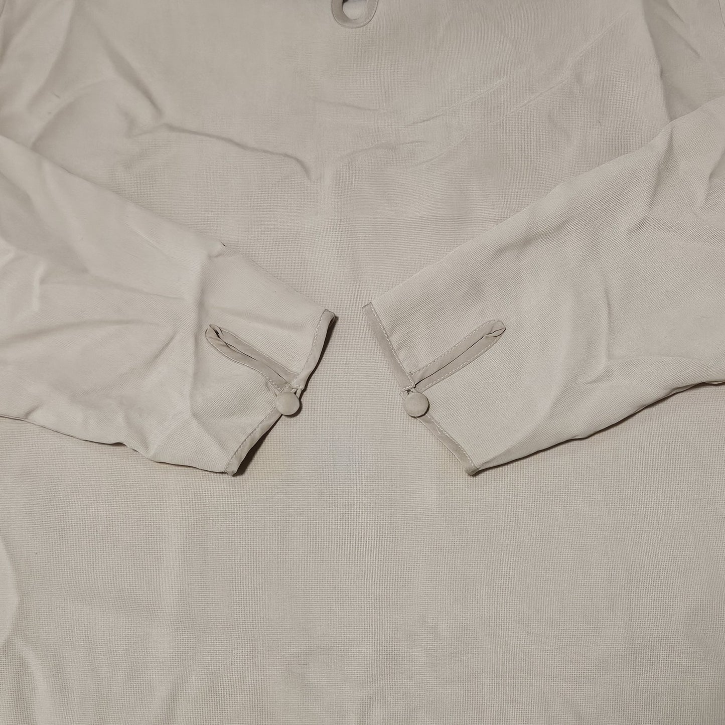 VTG Neiman Marcus Beige 100% Silk Matching 2 Piece Outfit Set Long Sleeve Top XL