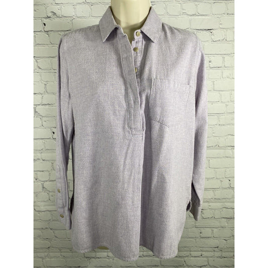 Madewell Pale Purple Long Sleeve Pullover Collared Casual Button Back Shirt S