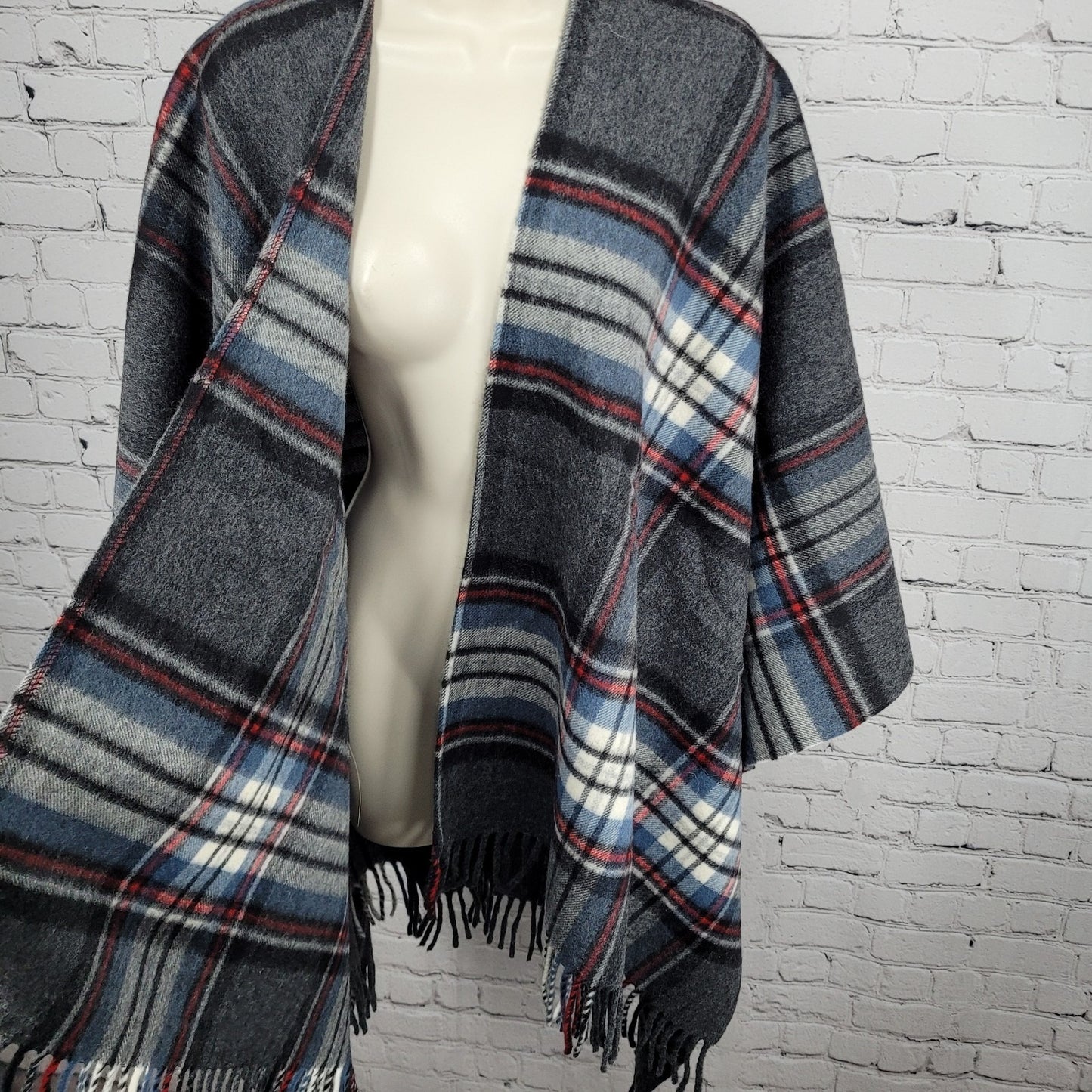 Highland Tweeds Multicolor 100% Lambswool Plaid Fringe Blanket Wrap Scotland