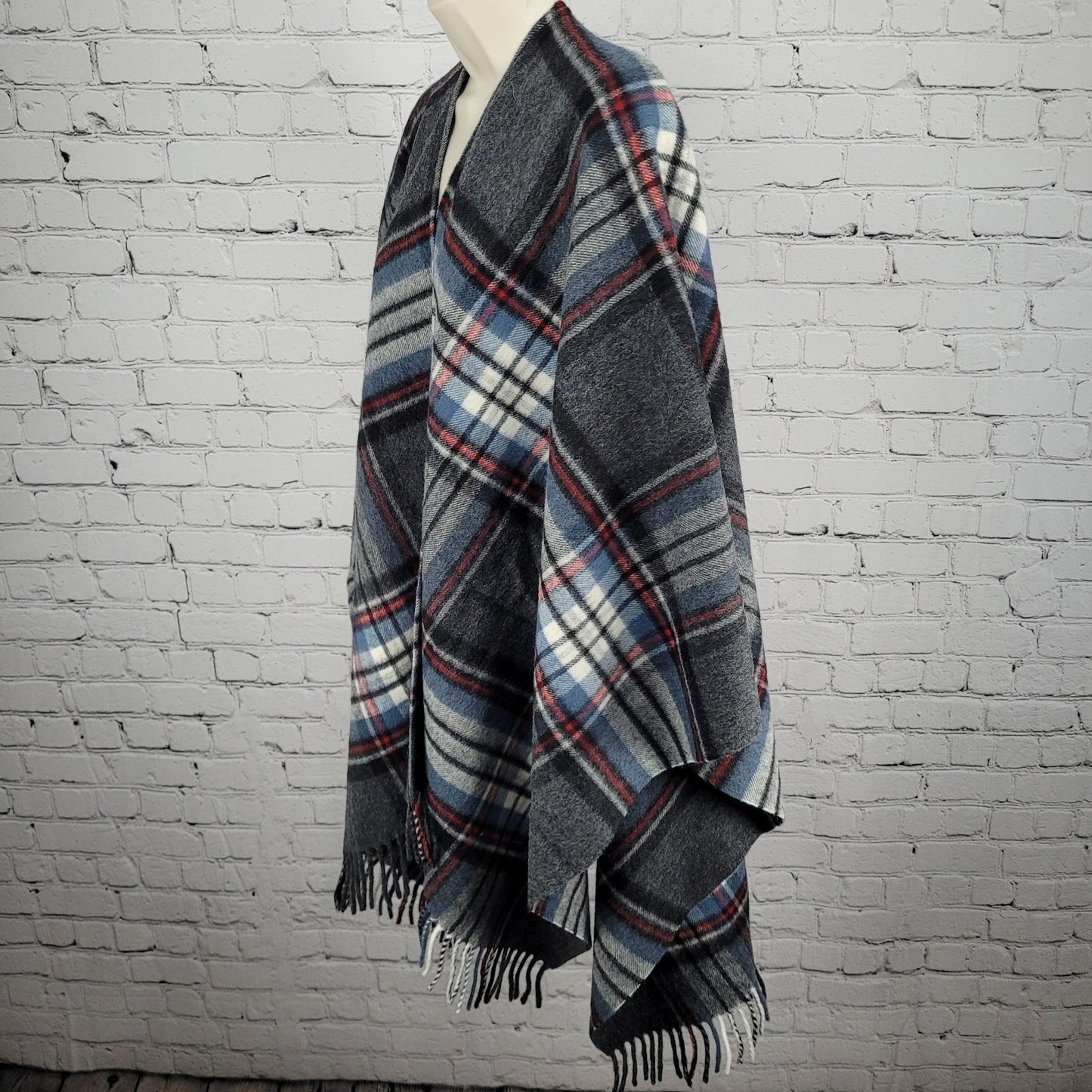 Highland Tweeds Multicolor 100% Lambswool Plaid Fringe Blanket Wrap Scotland