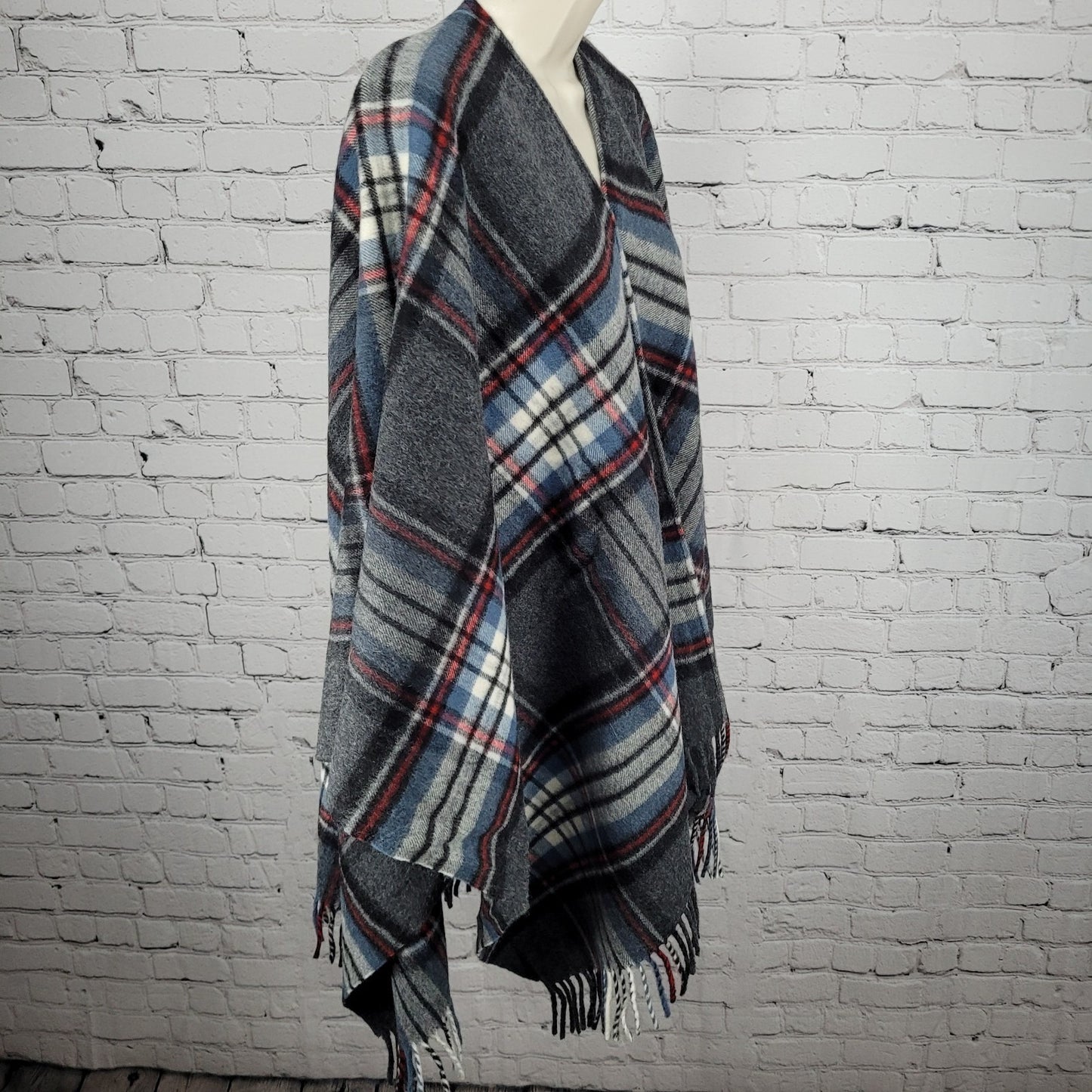 Highland Tweeds Multicolor 100% Lambswool Plaid Fringe Blanket Wrap Scotland