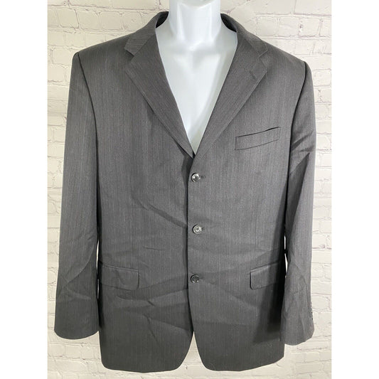 Jones New York Collection Black Blue Striped Wool 3 Button Blazer Jacket 44L