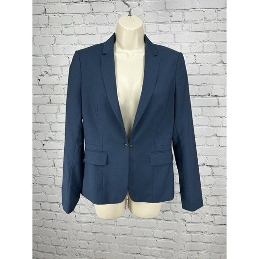 Boss Hugo Boss Dark Blue Virgin Wool Single Clasp Collared Blazer Women’s Size 4